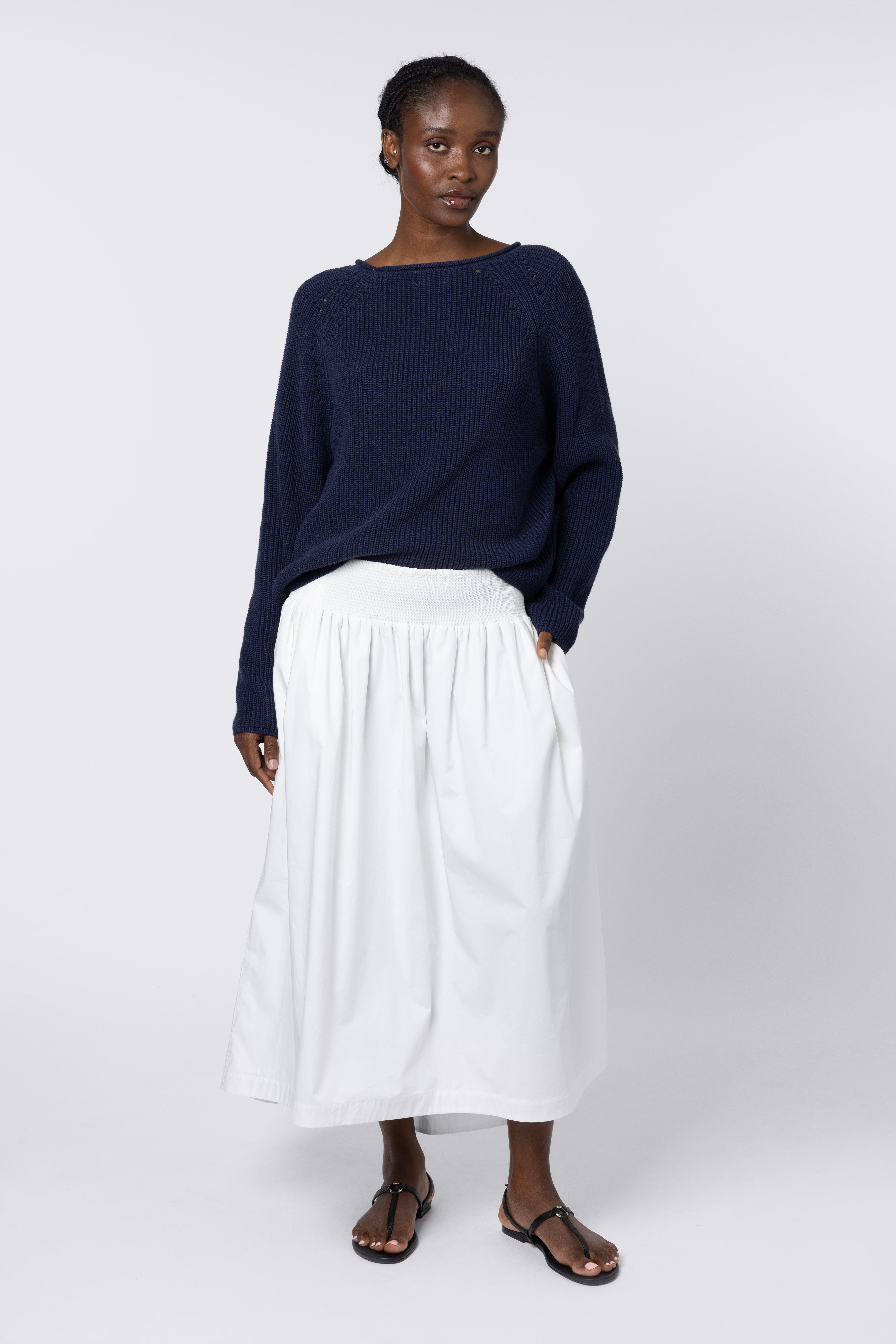 Drew Dip Hem Skirt - White