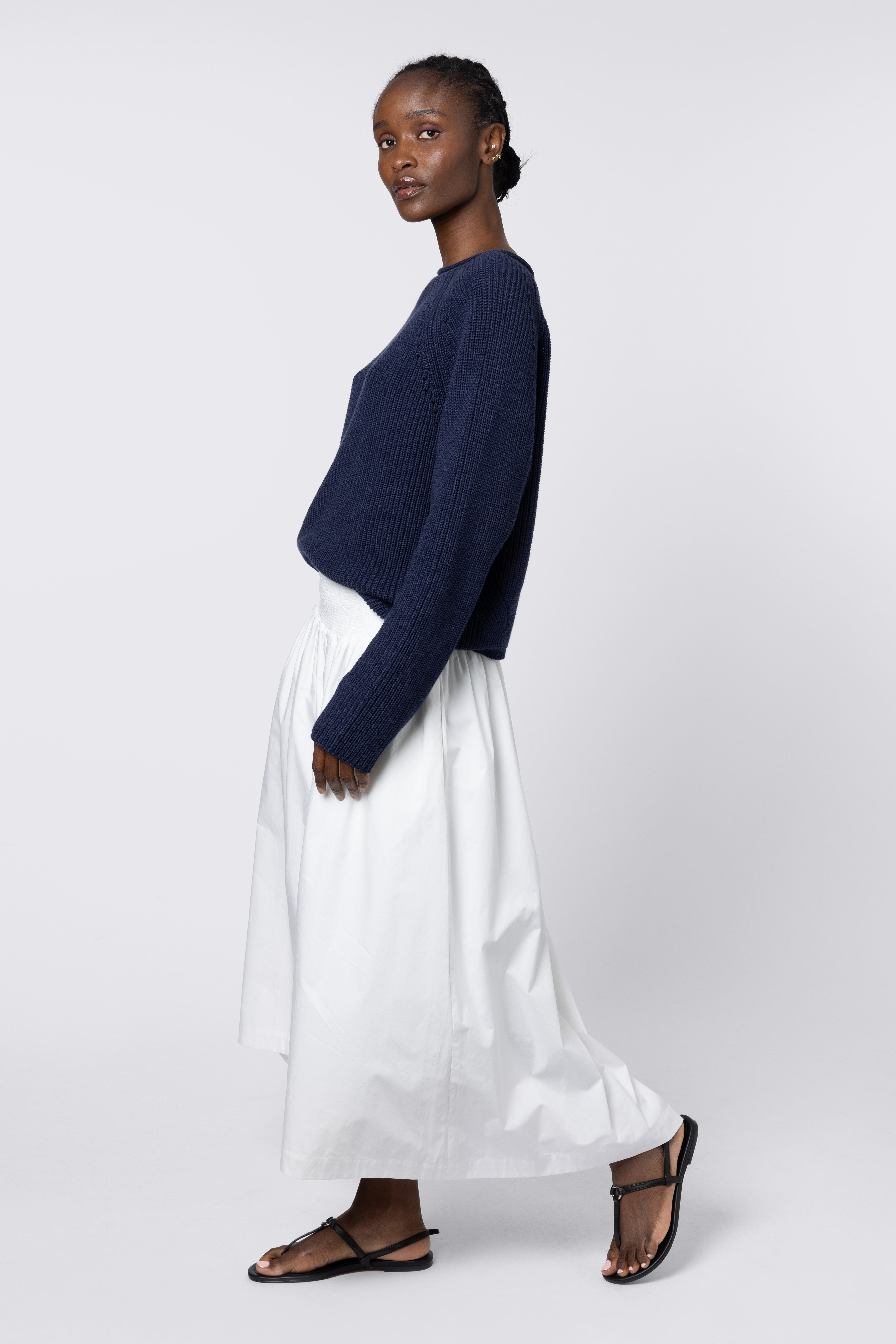 Polly Pointelle Jumper - Navy