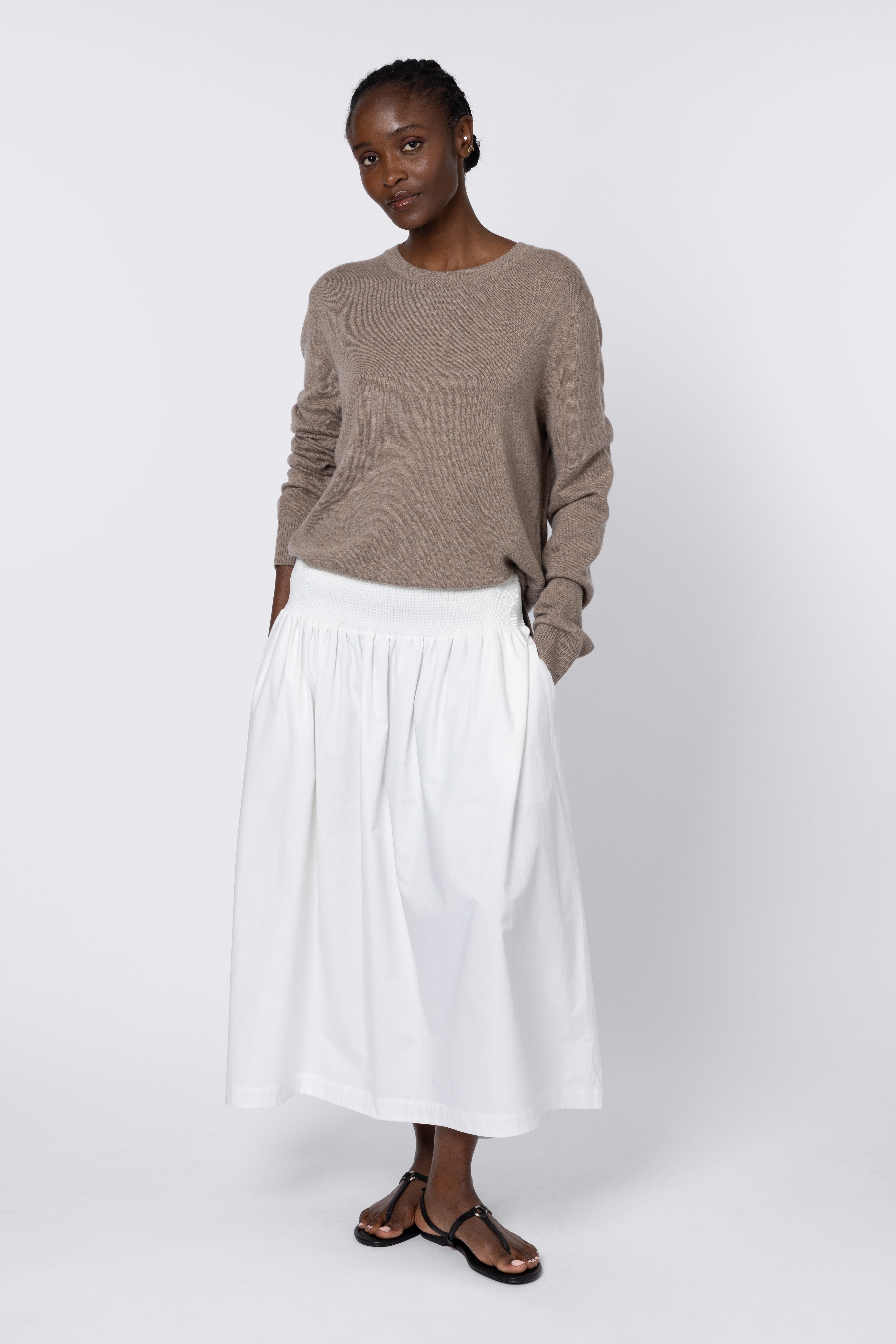 Drew Dip Hem Skirt - White