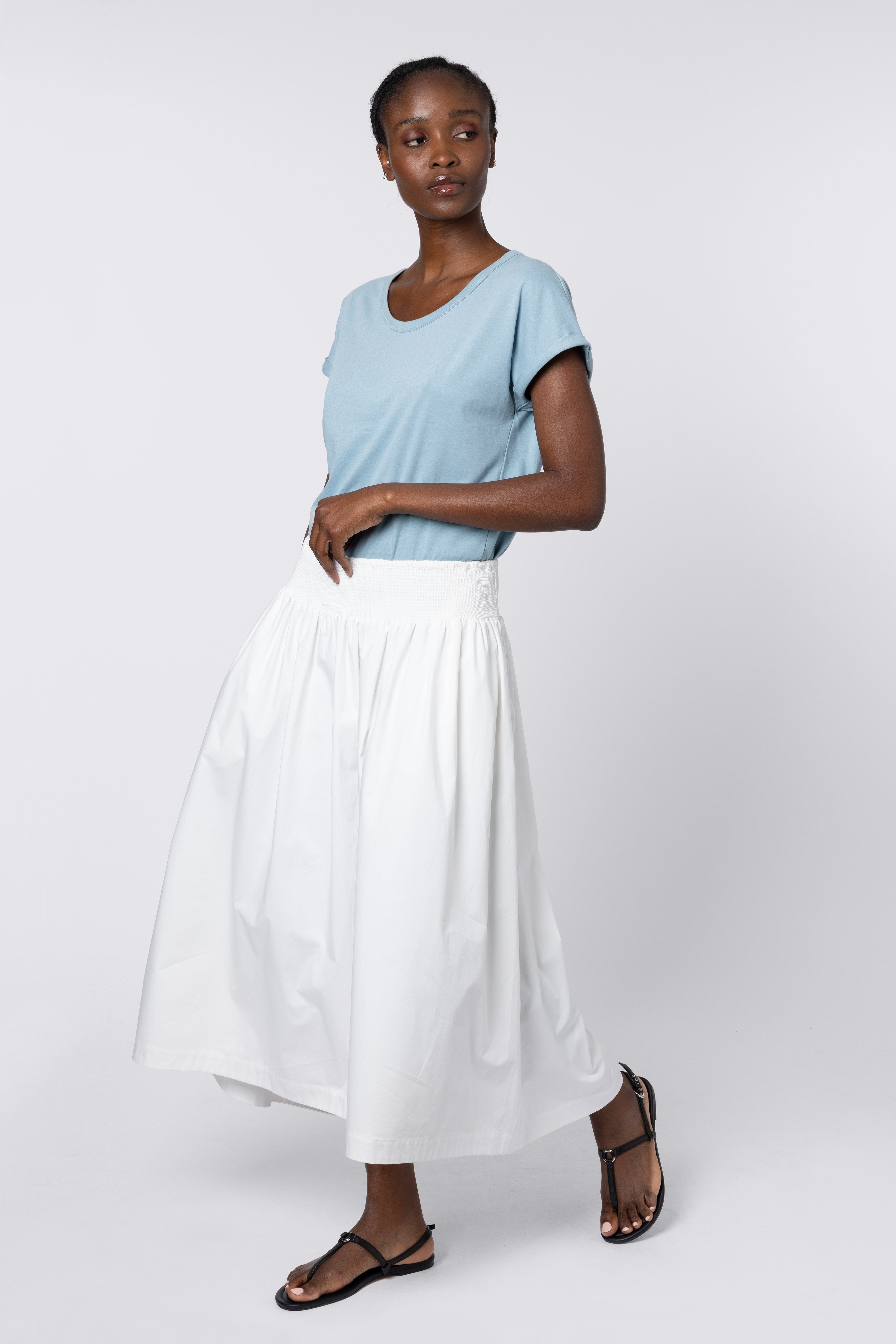 Drew Dip Hem Skirt - White