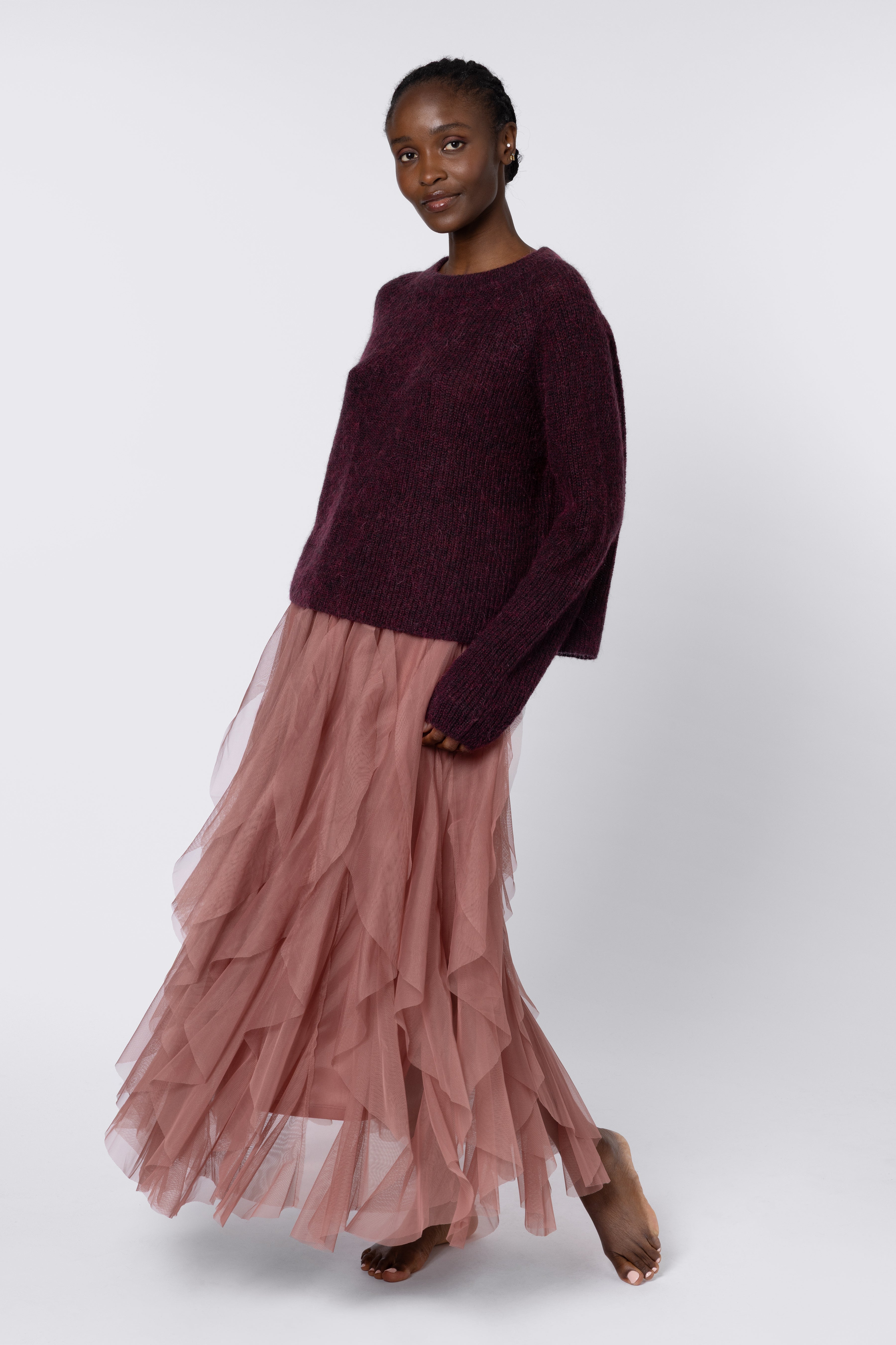 Iris Tulle Maxi Skirt - Dusty Pink