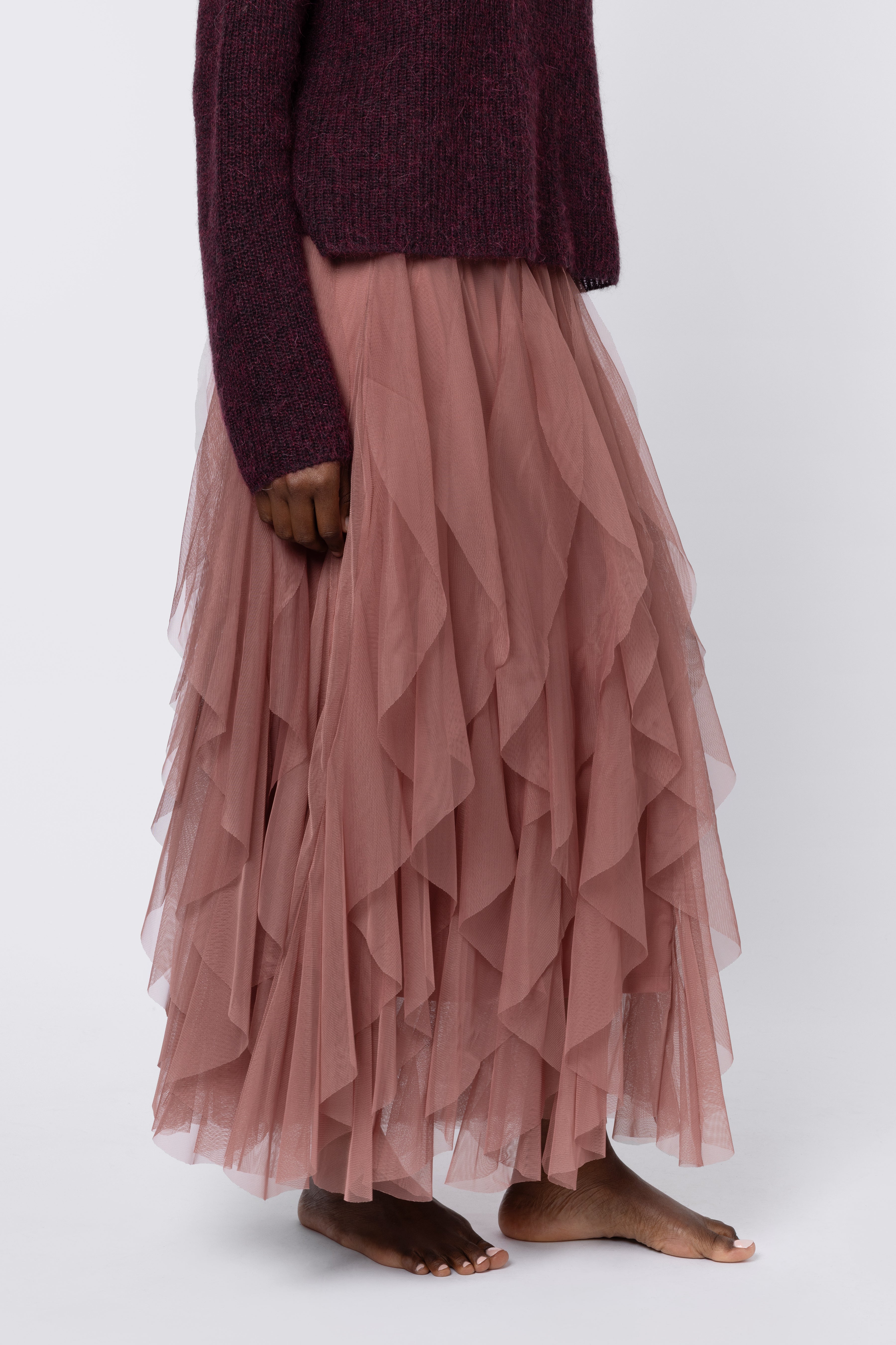 Iris Tulle Maxi Skirt - Dusty Pink