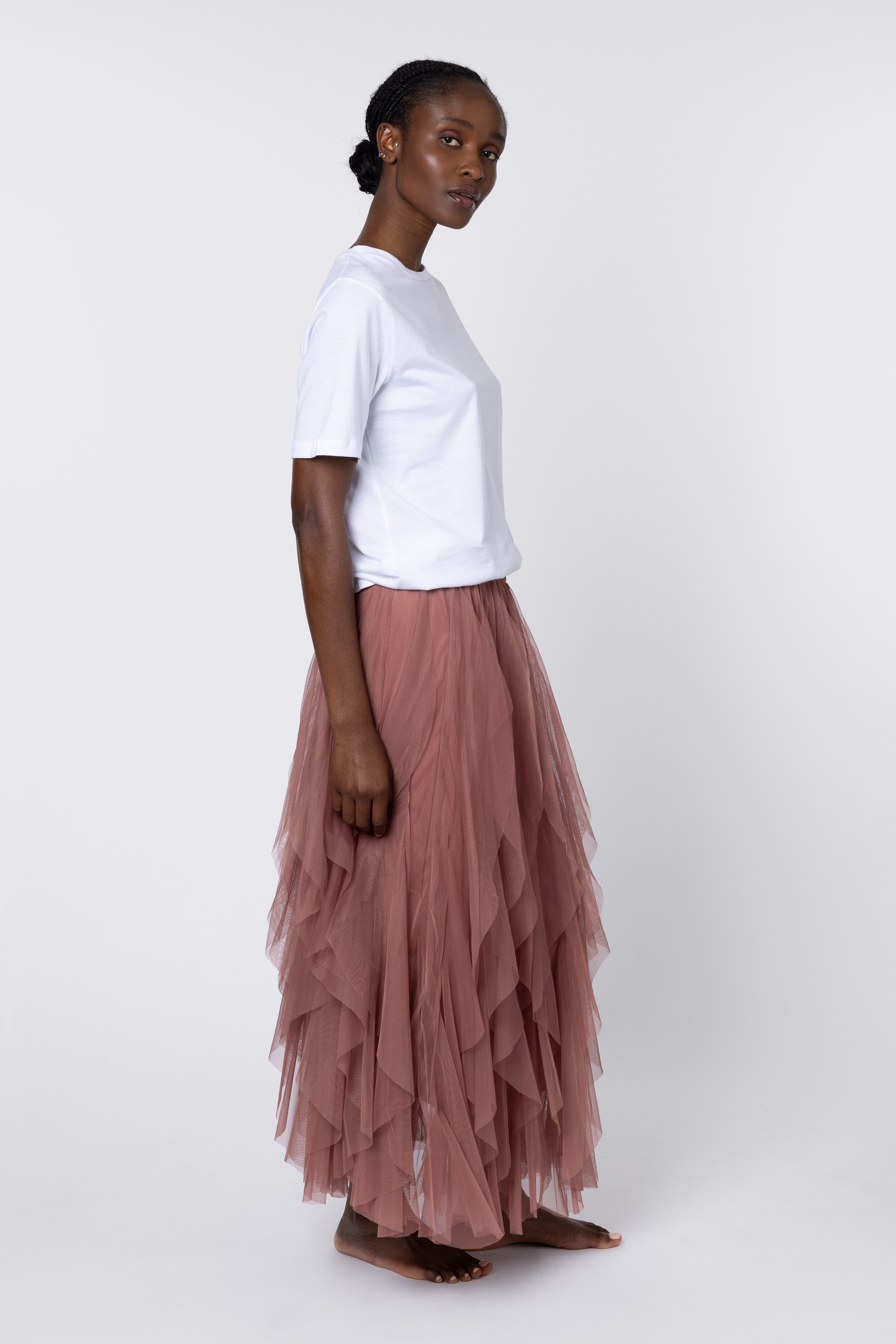 Iris Tulle Maxi Skirt - Dusty Pink
