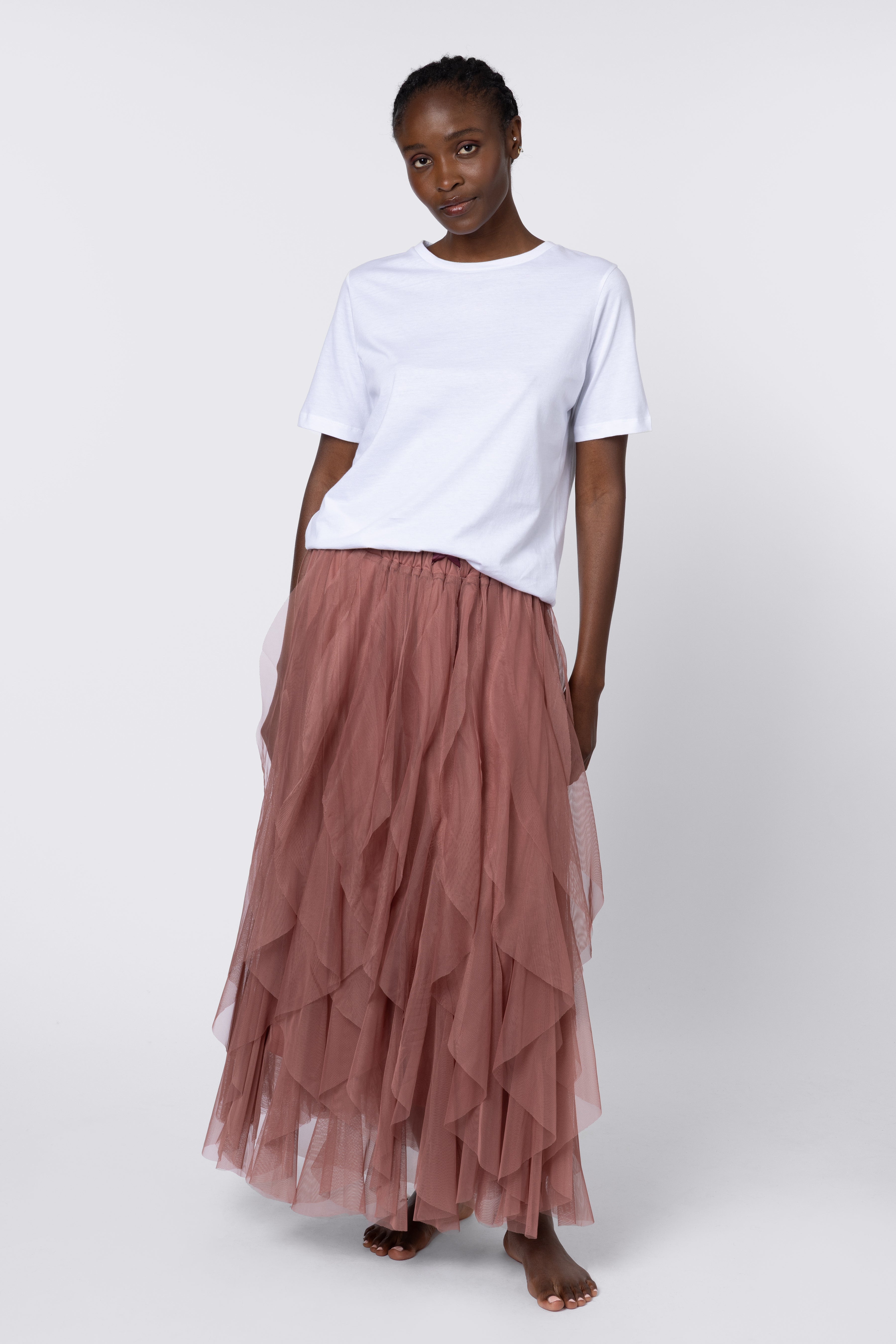 Iris Tulle Maxi Skirt - Dusty Pink