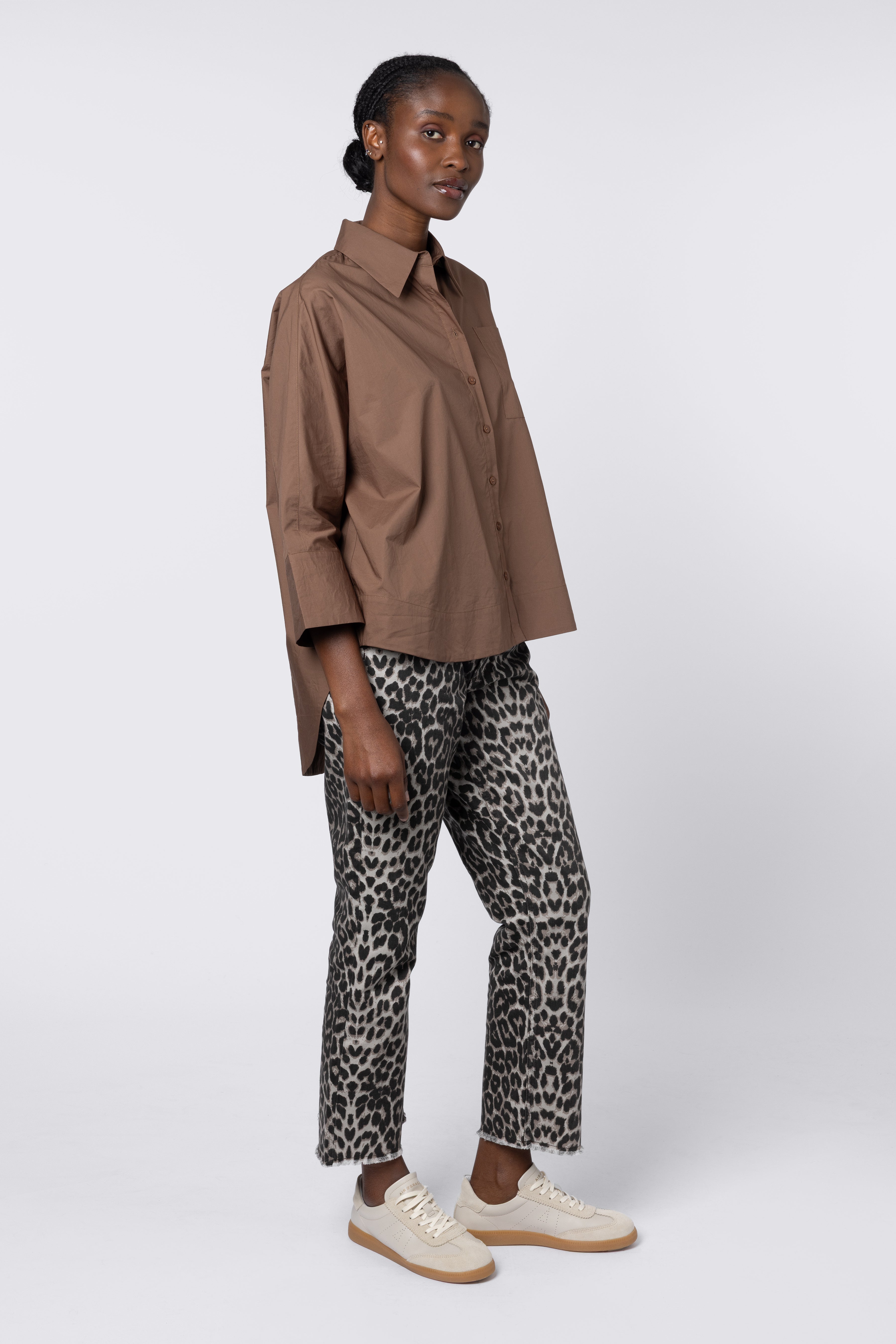 Olivia Oversized Poplin Shirt - Chocolate