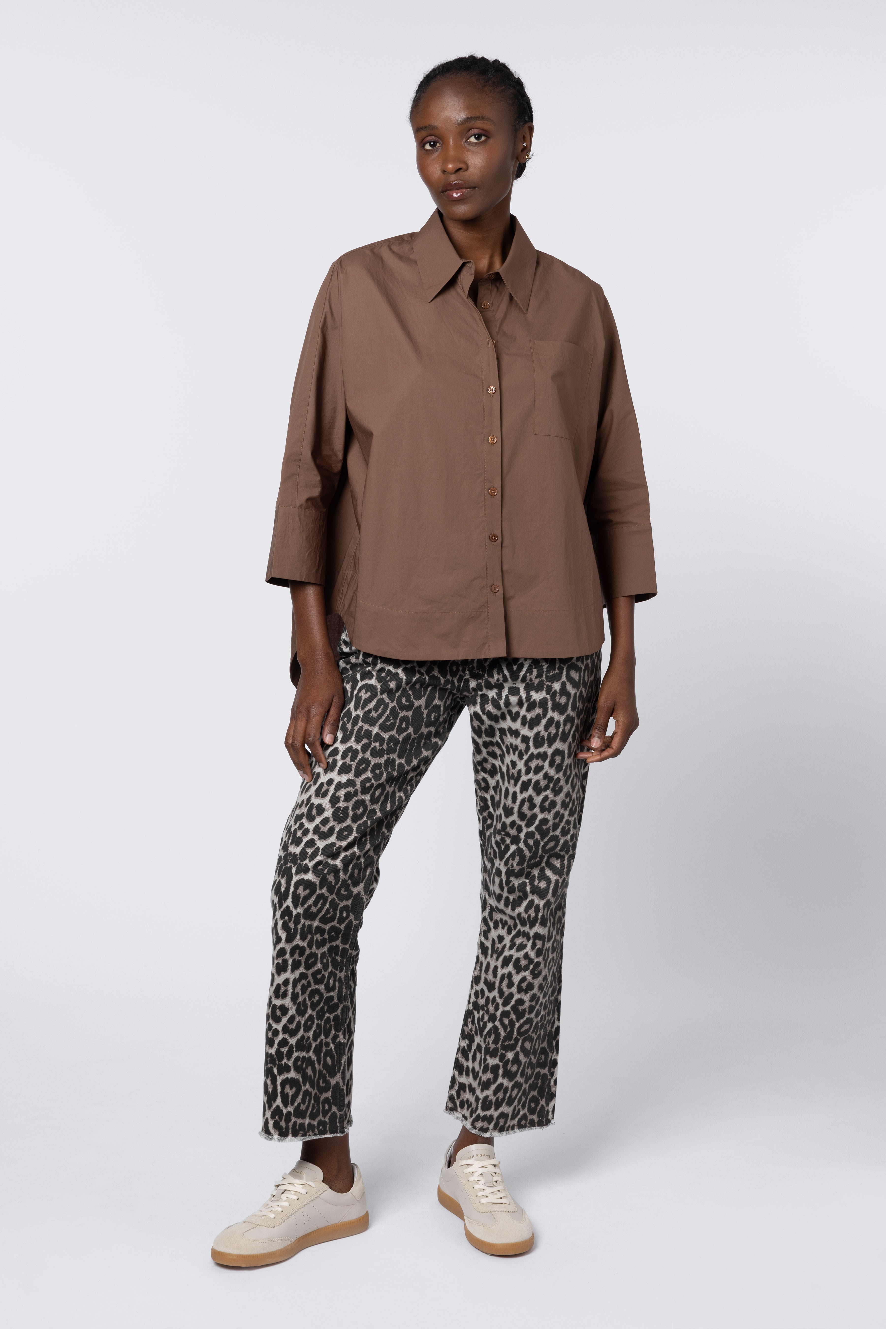 Olivia Oversized Poplin Shirt - Chocolate