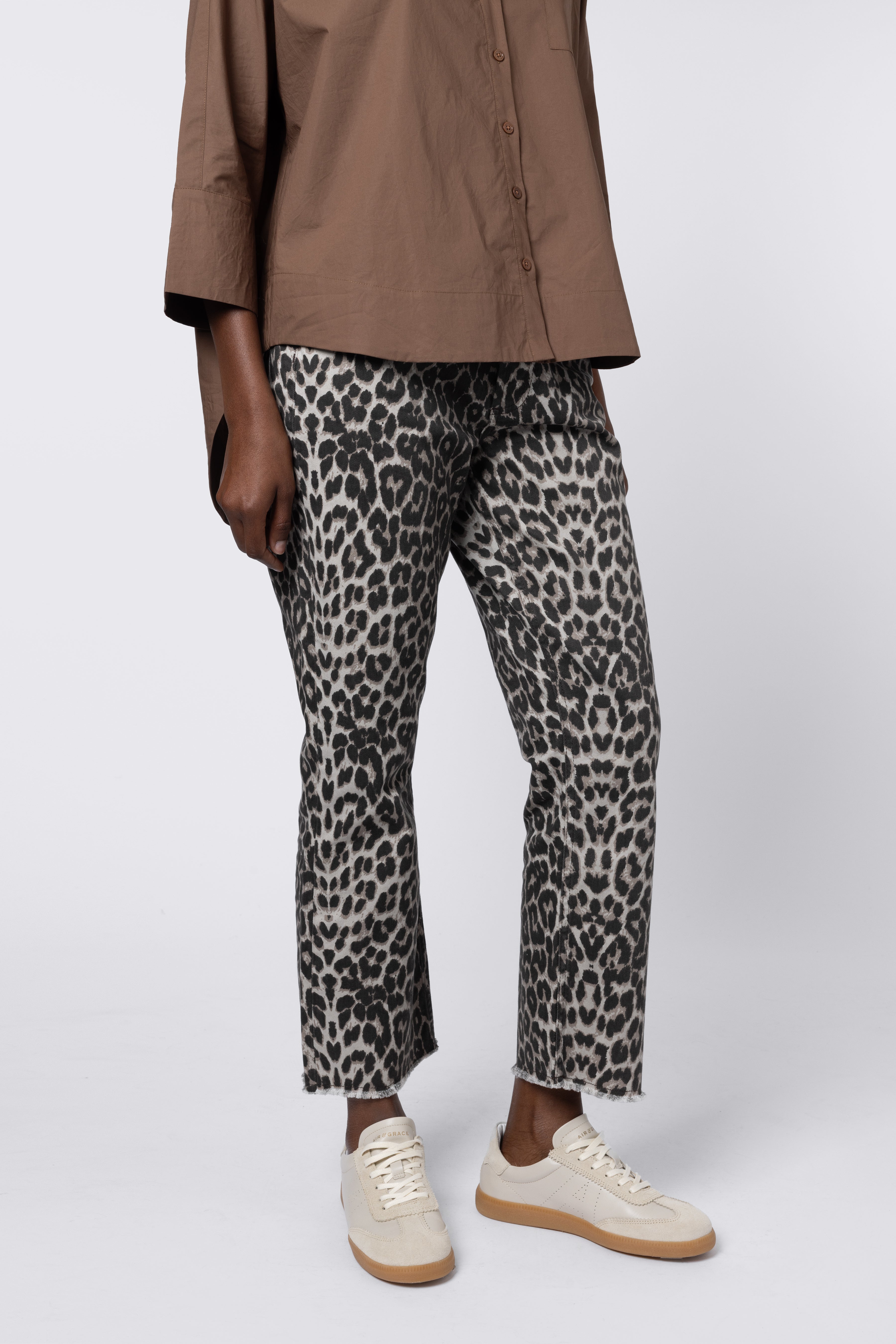Kayla Leopard Kick Flare Jeans