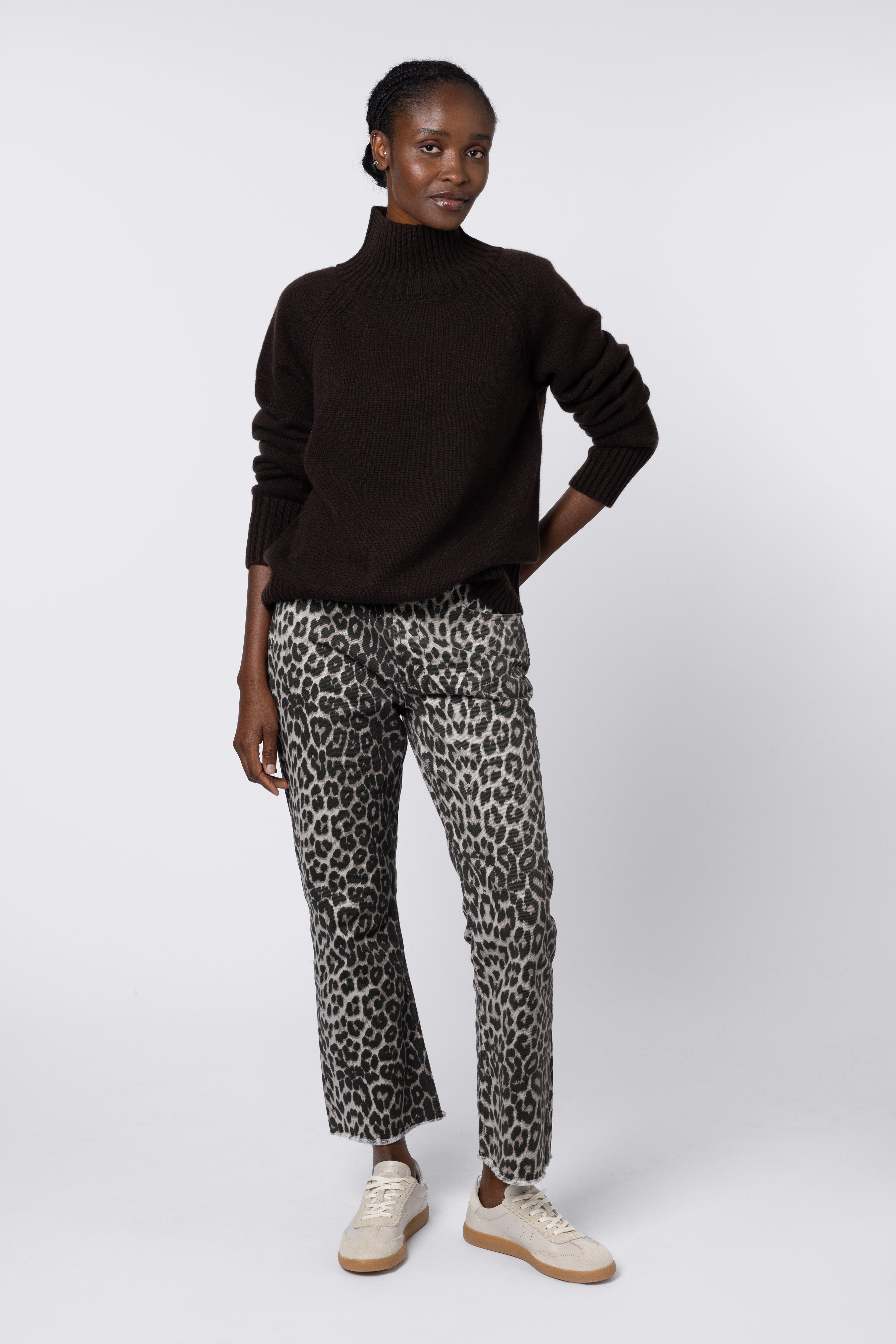 Kayla Leopard Kick Flare Jeans