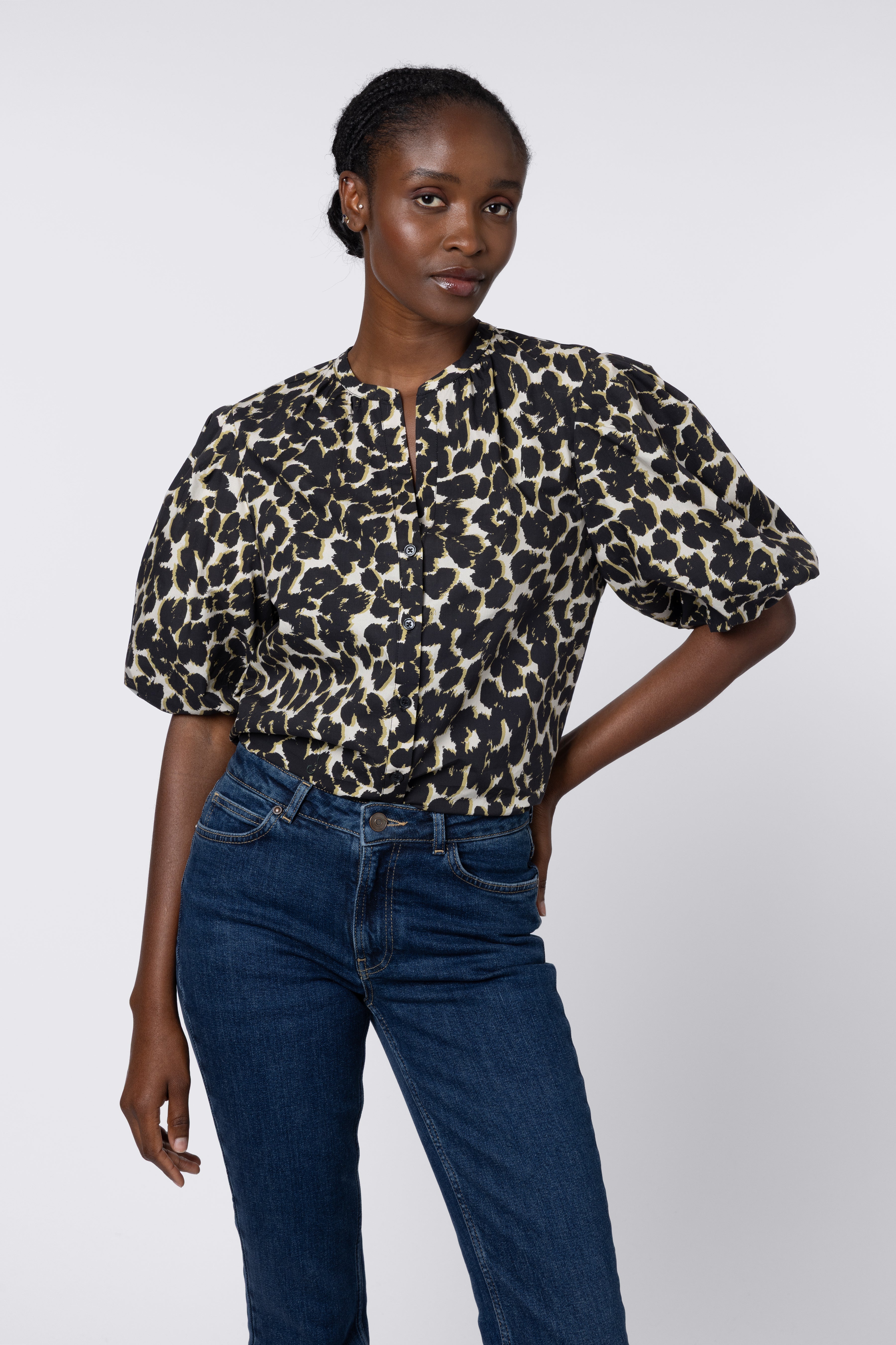 Poppy Puff Sleeve Blouse - Leopard