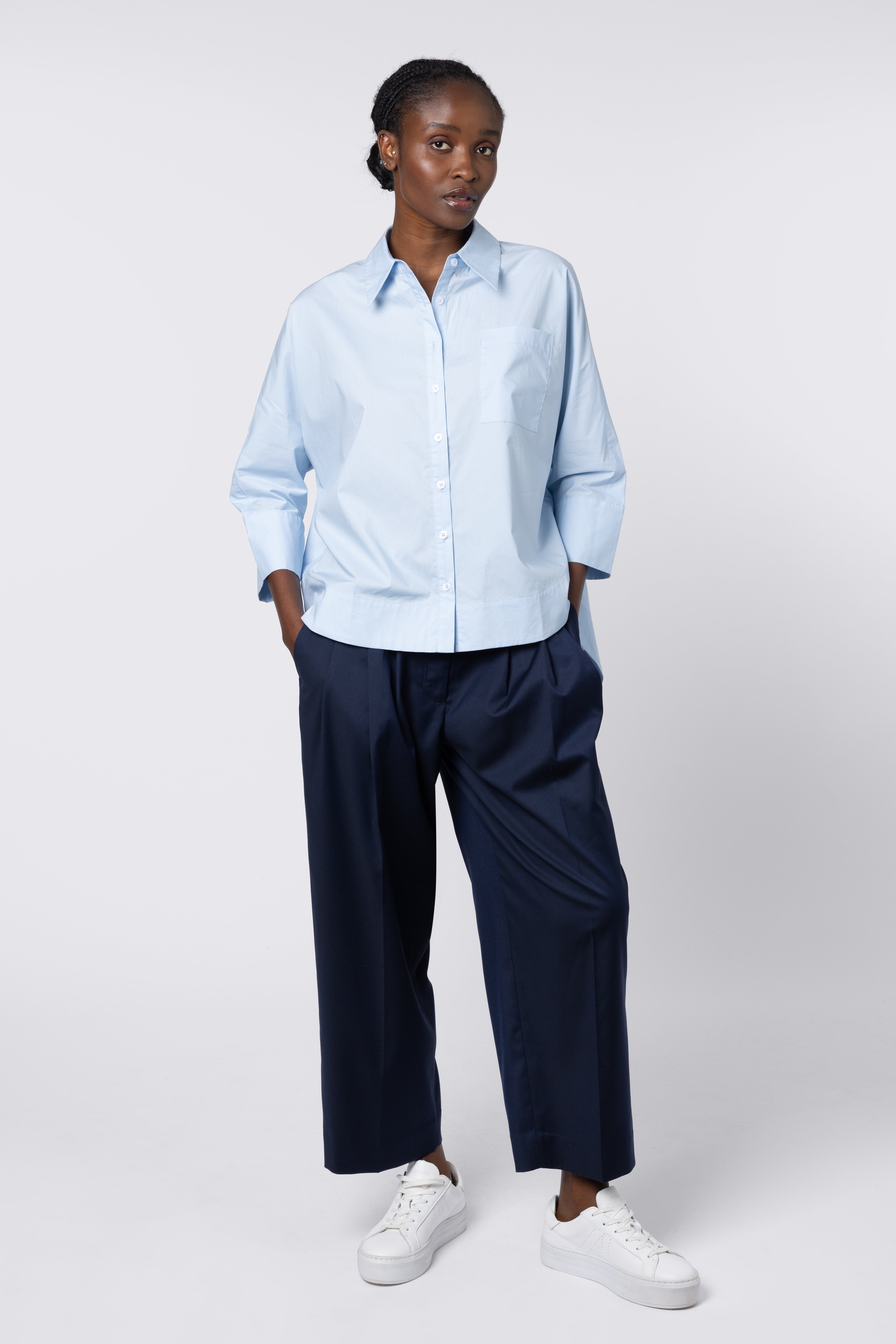 Olivia Oversized Poplin Shirt - Powder Blue - Eleven Loves