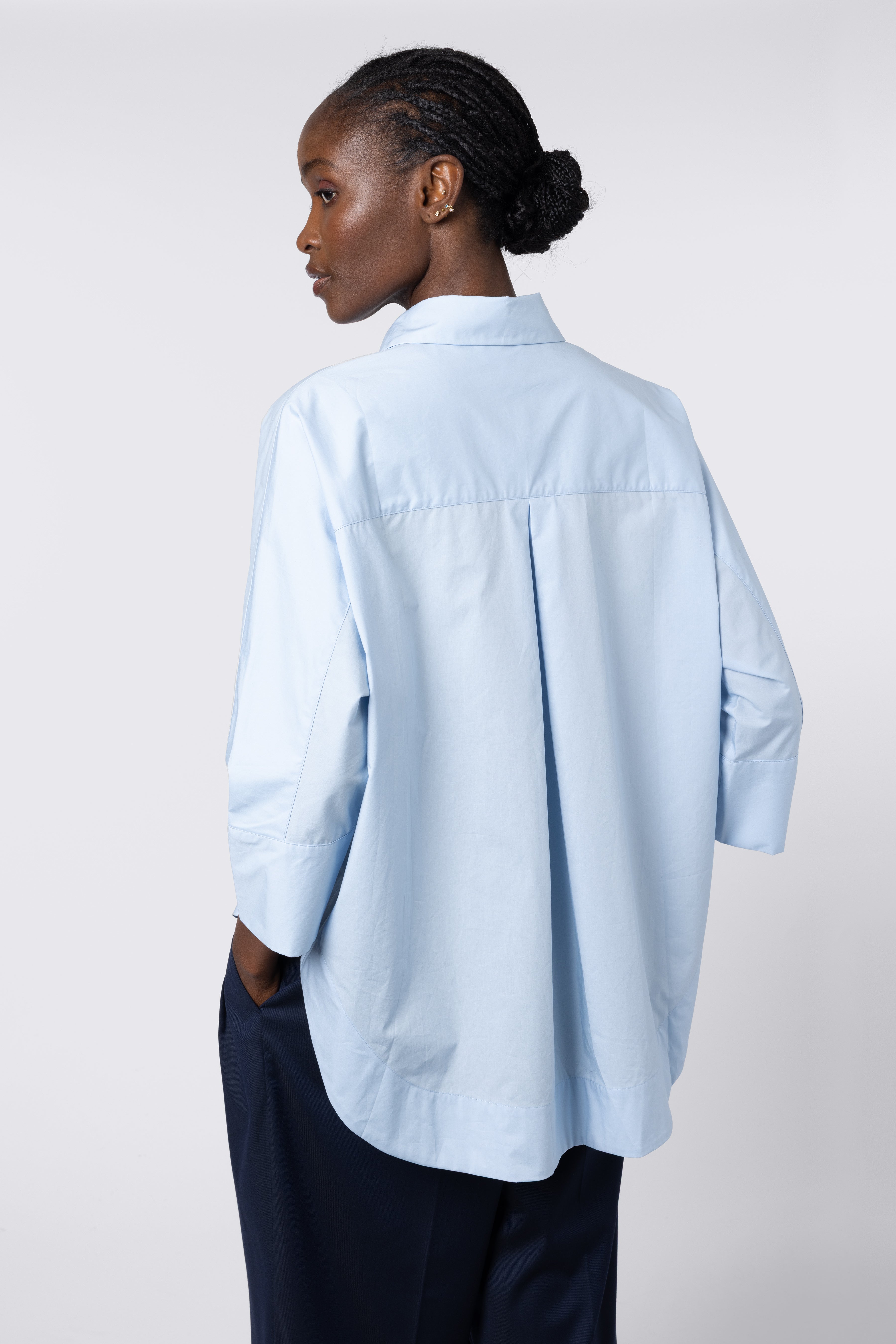 Olivia Oversized Poplin Shirt - Powder Blue - Eleven Loves