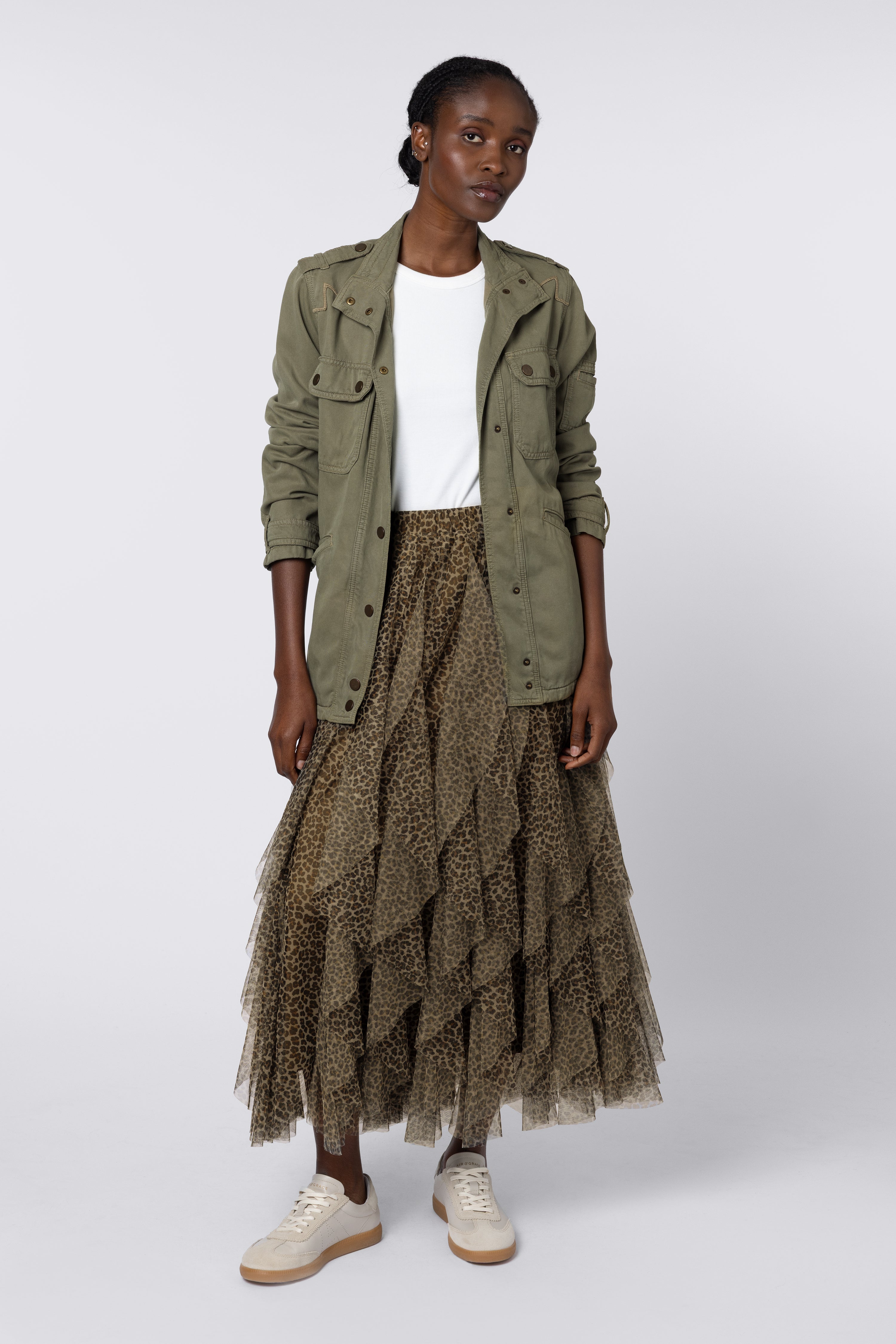 Iris Tulle Maxi Skirt - Leopard