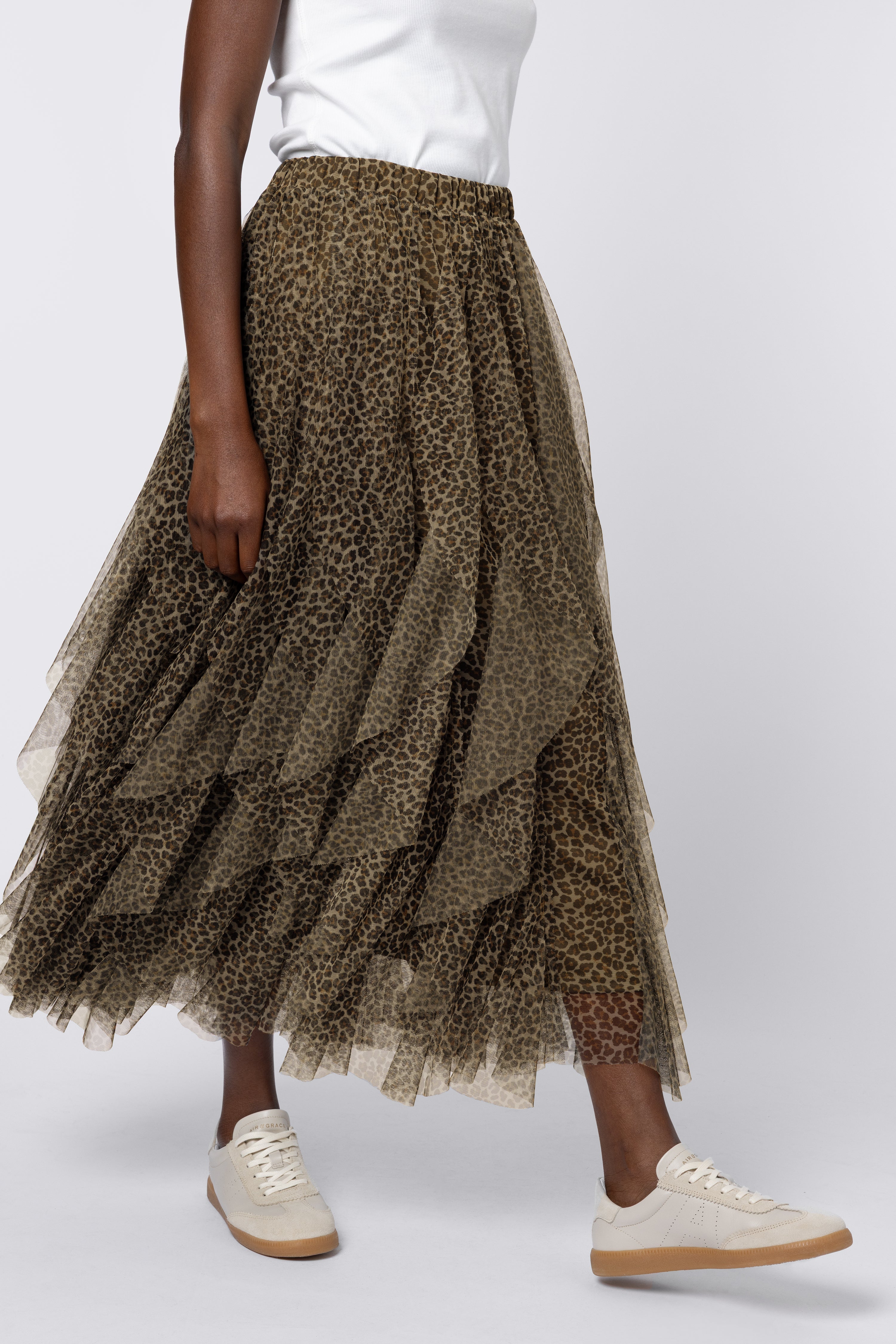 Iris Tulle Maxi Skirt - Leopard