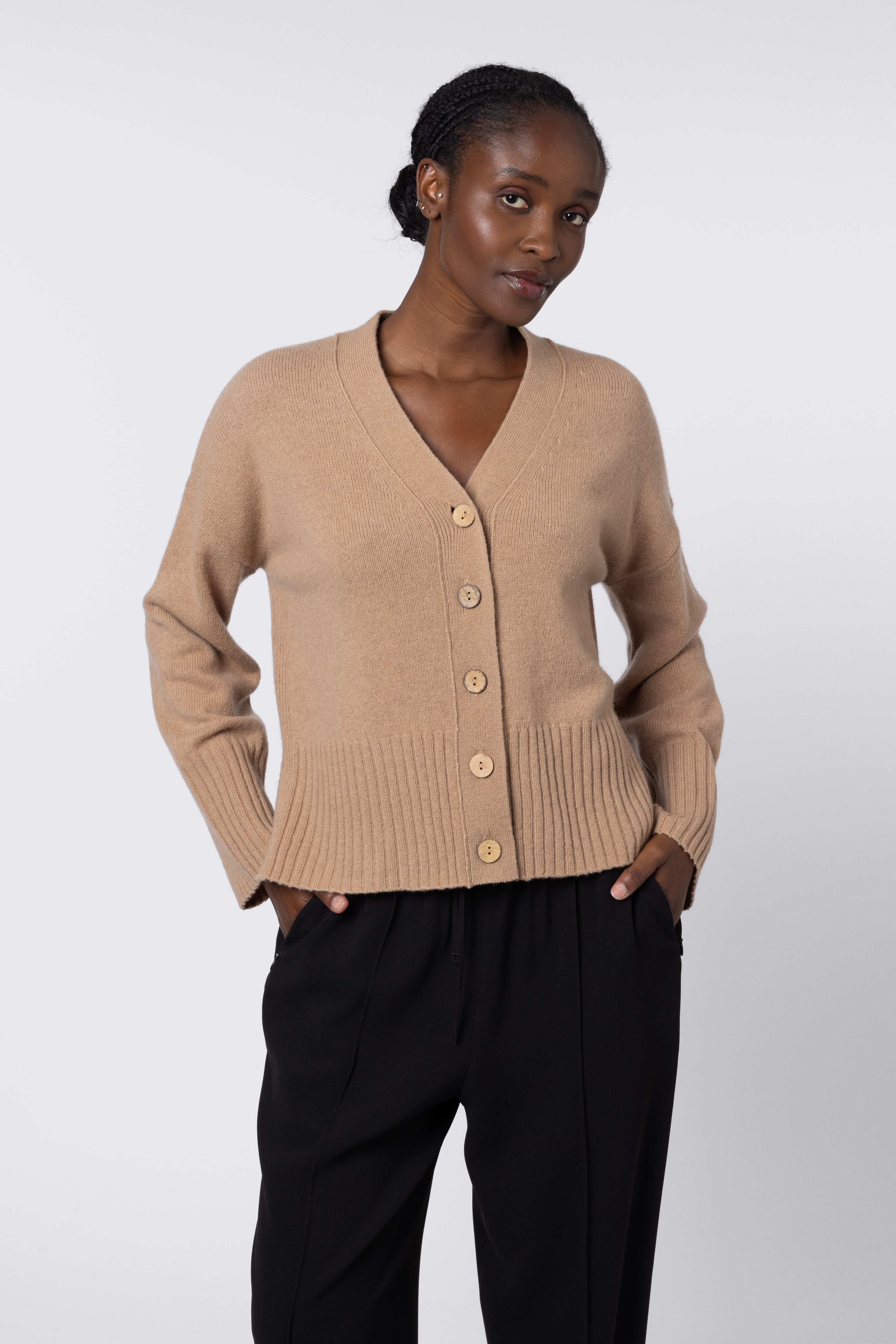 Maria Merino Wool Cardigan - Camel