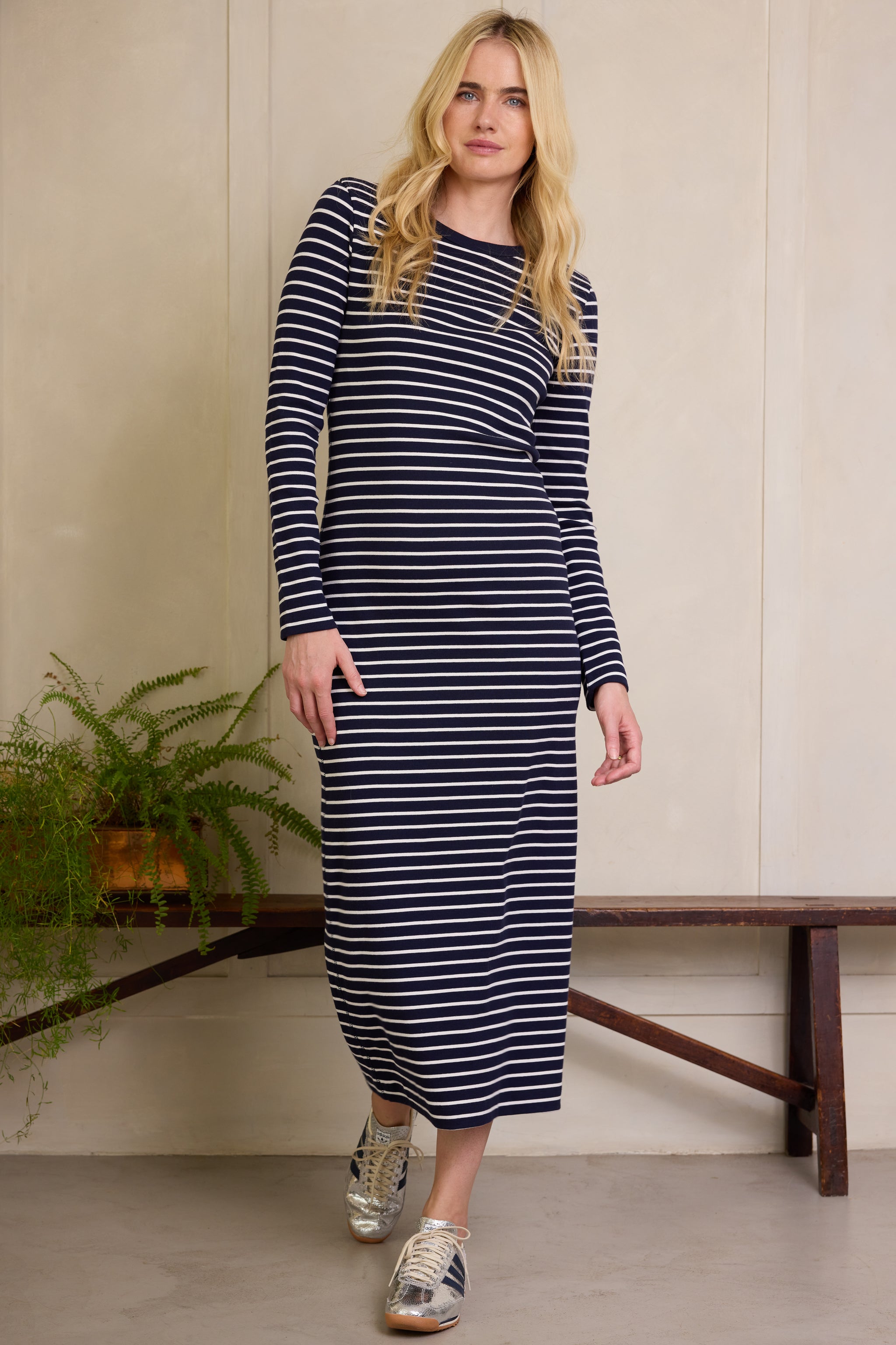 Navy Ribbed Dress main image 1