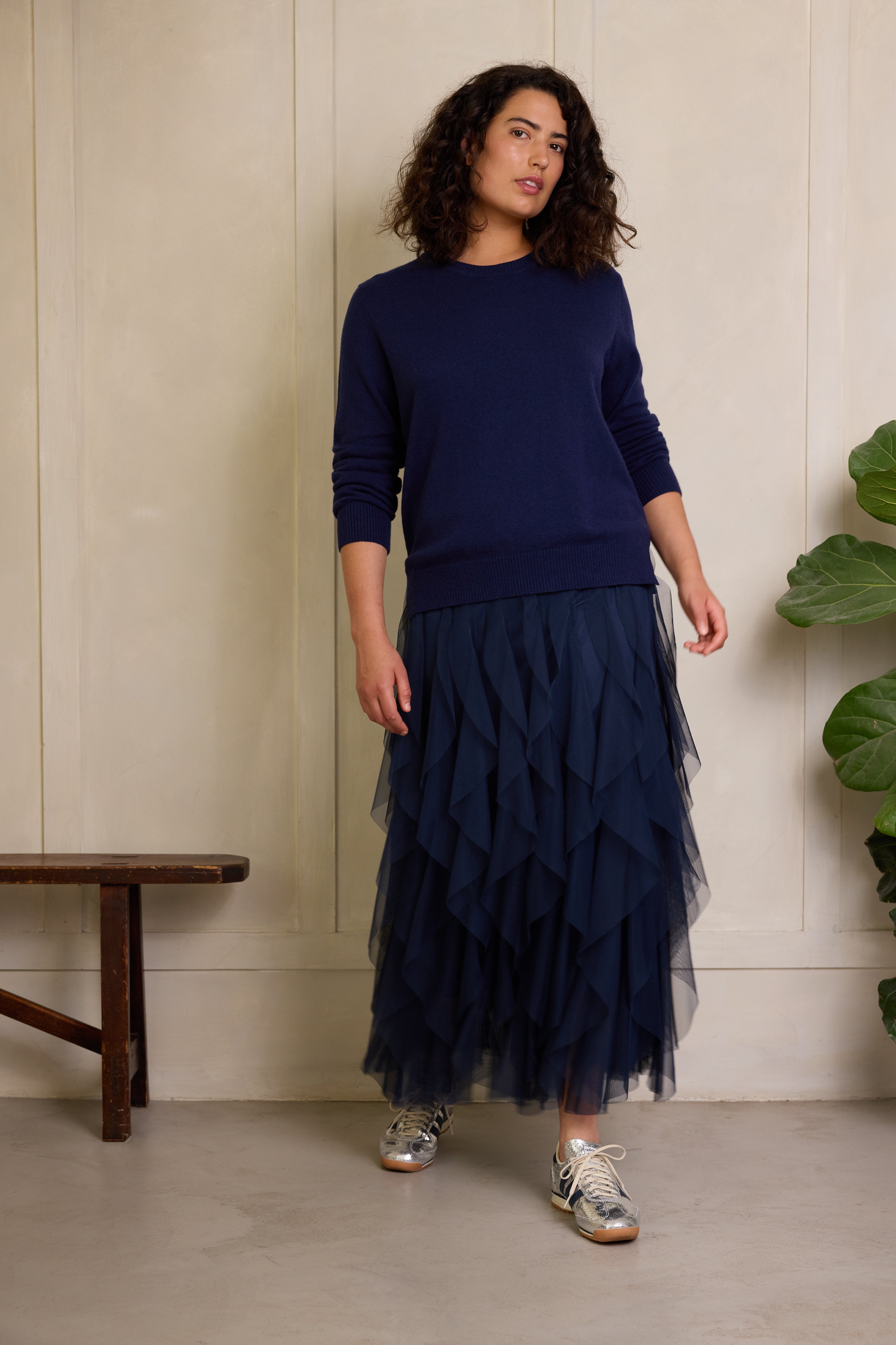 Iris Tulle Maxi Skirt - Navy