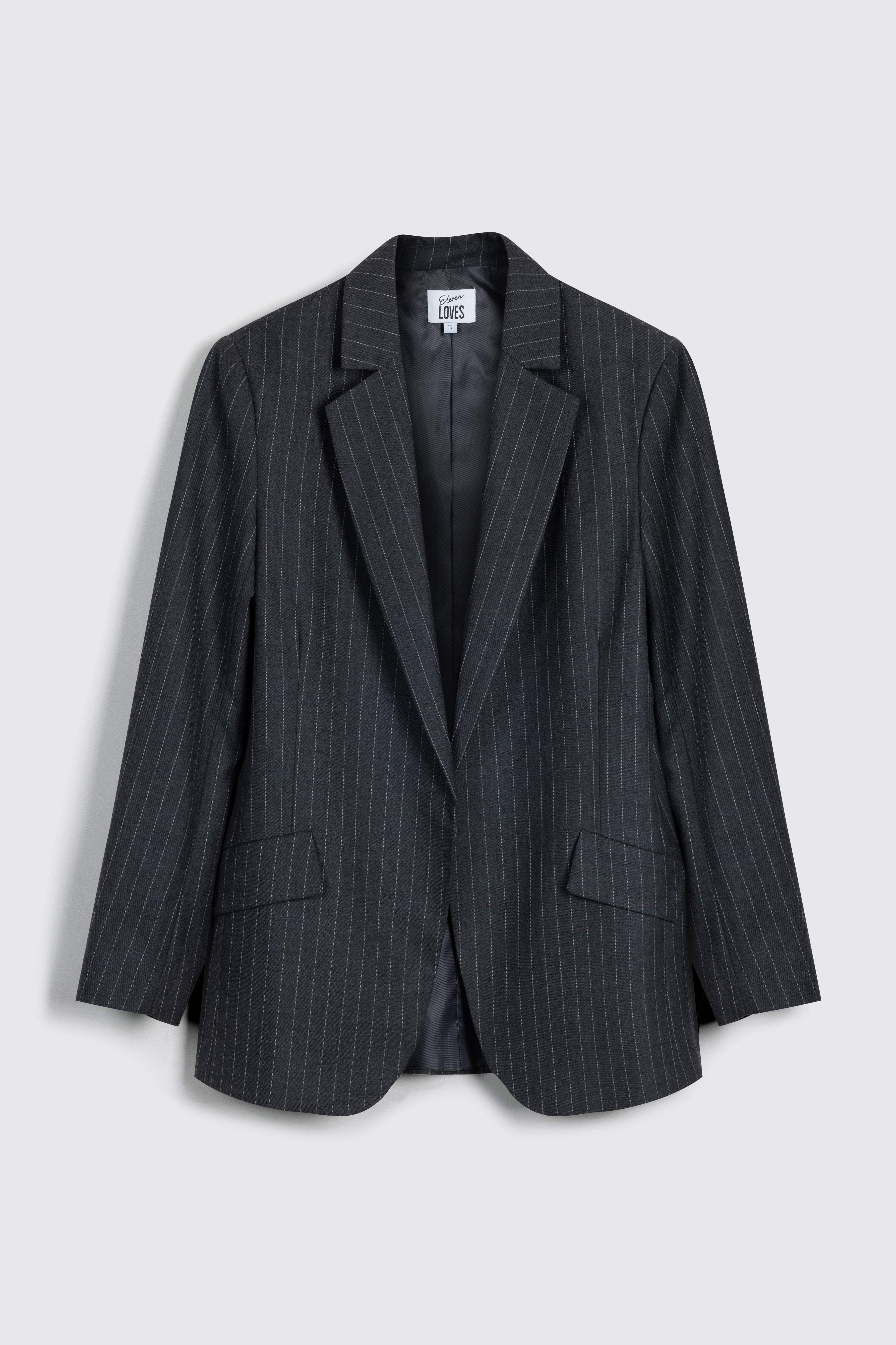 Bettine Wool Blend Pinstripe Blazer - Charcoal