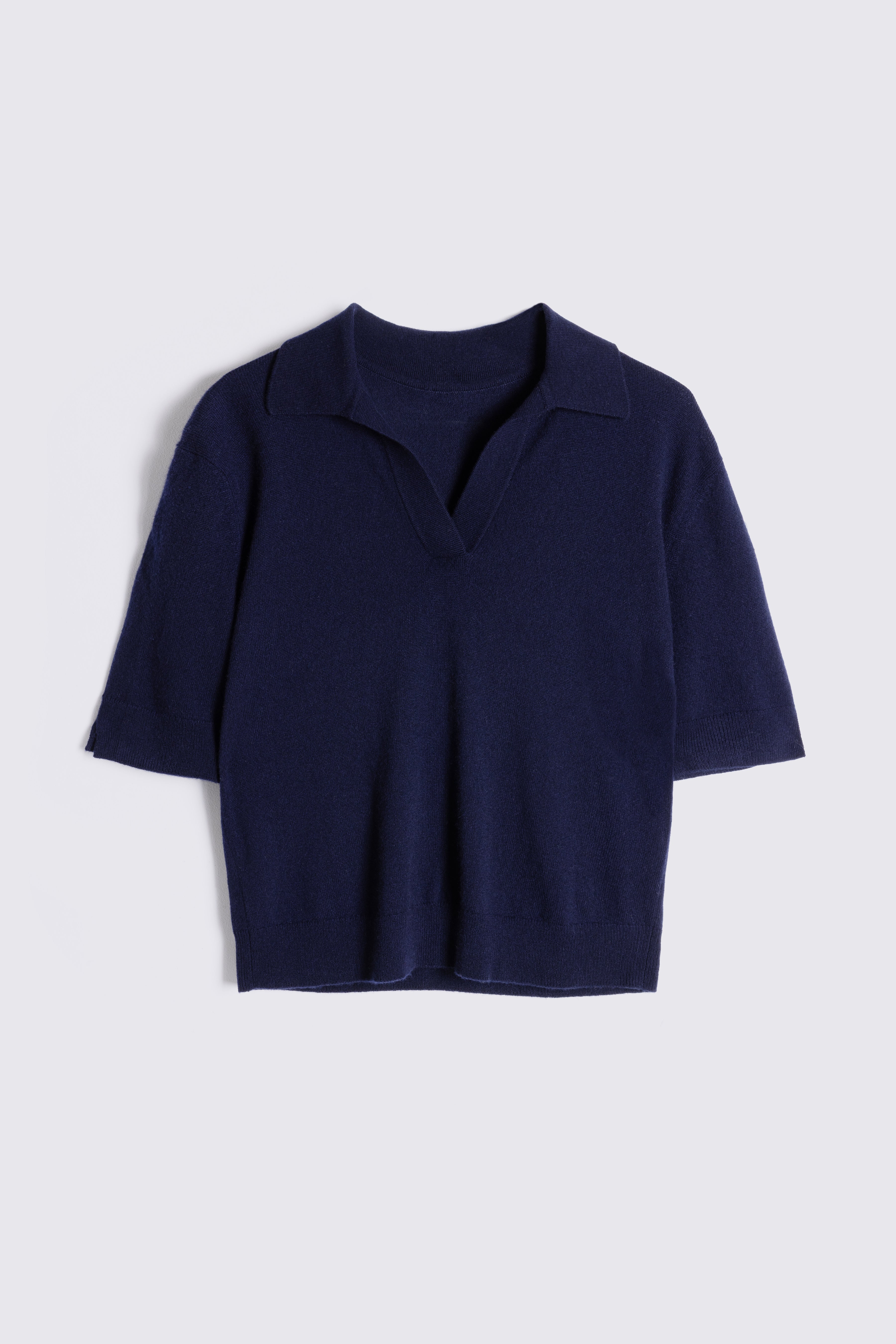 Netty Notch Collar Cashmere Blend Jumper - Navy - Eleven Loves