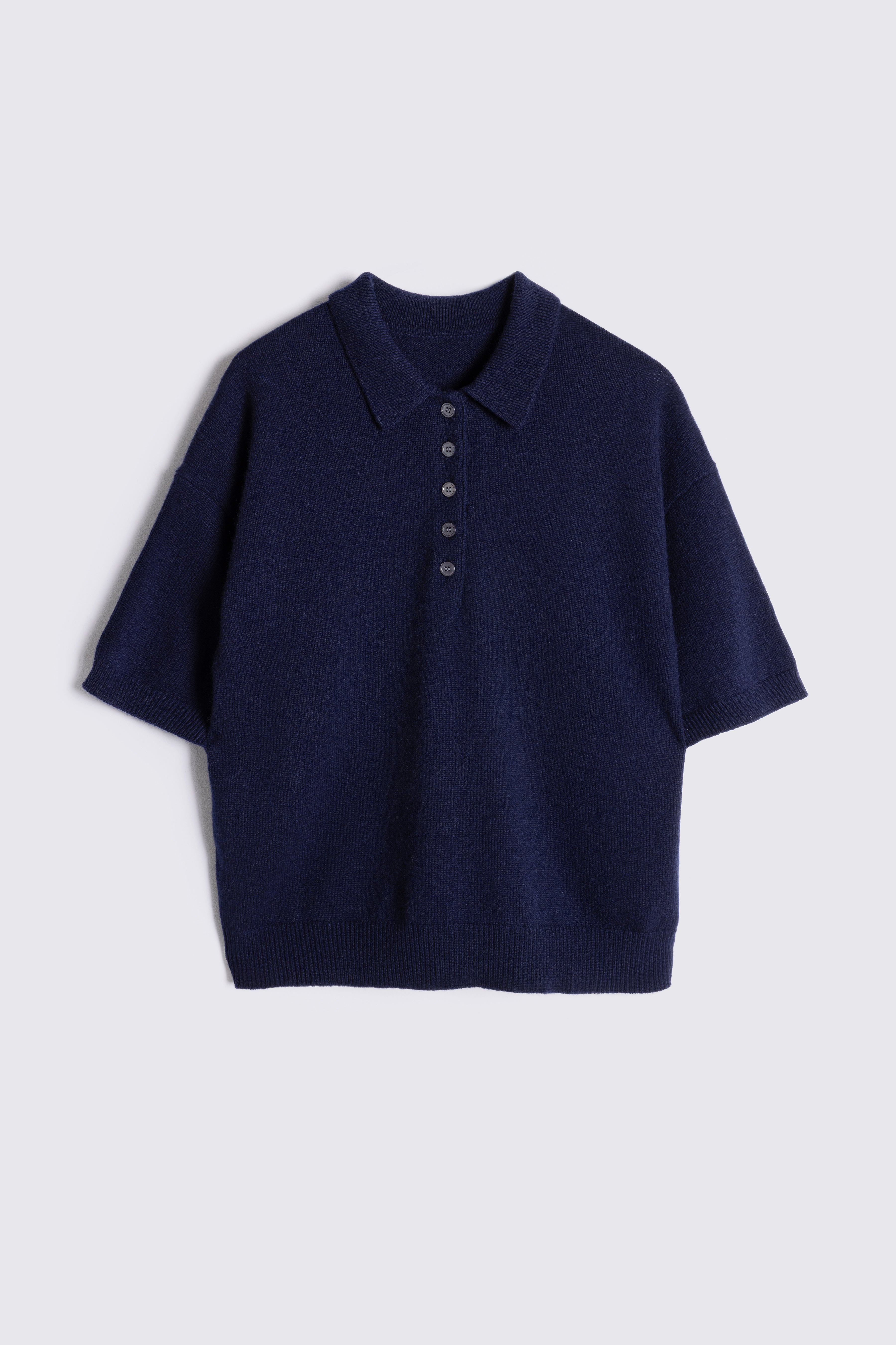 Noah Button Neck Cashmere Blend Jumper - Navy