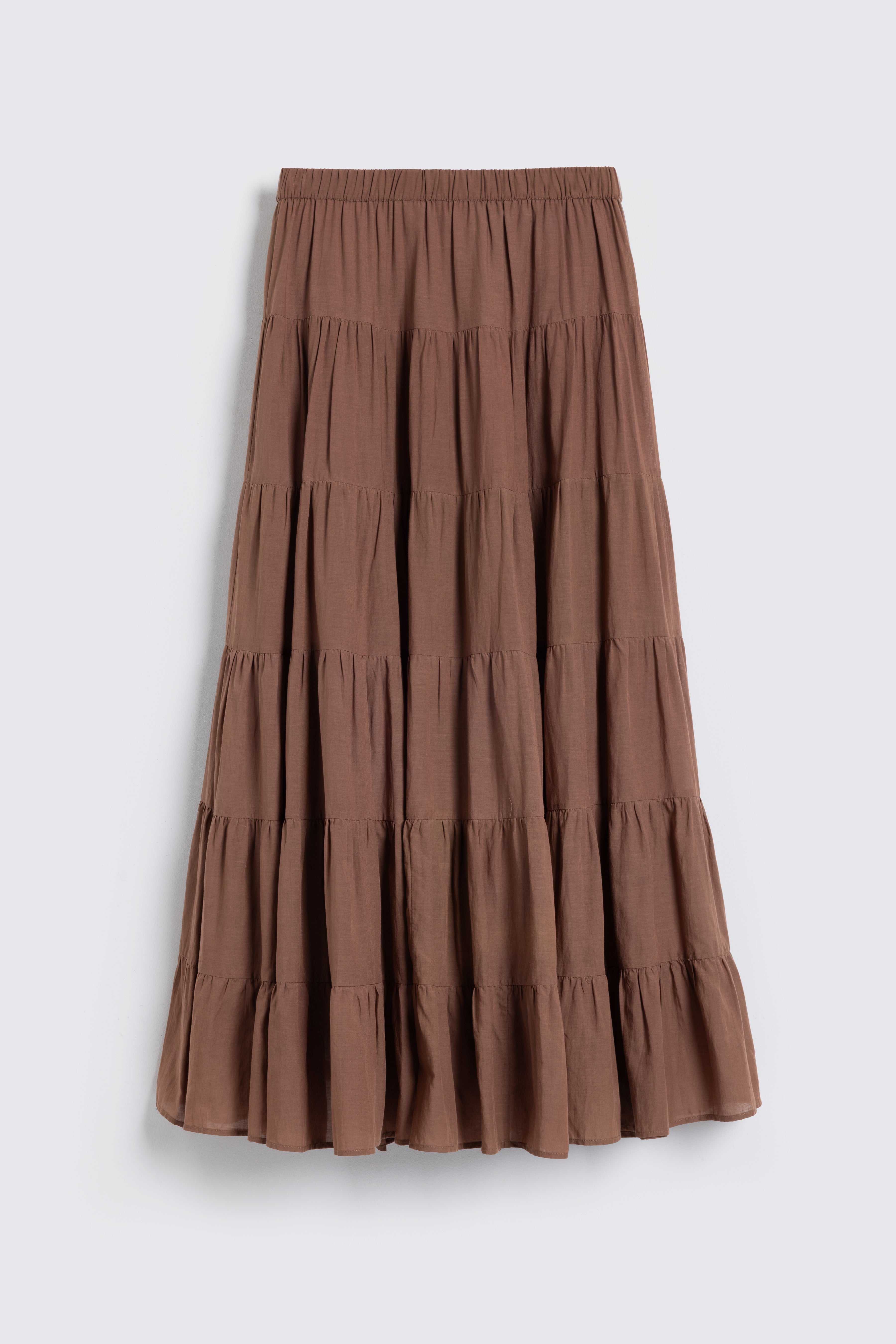 Tia Tiered Cotton Maxi Skirt - Gingerbread