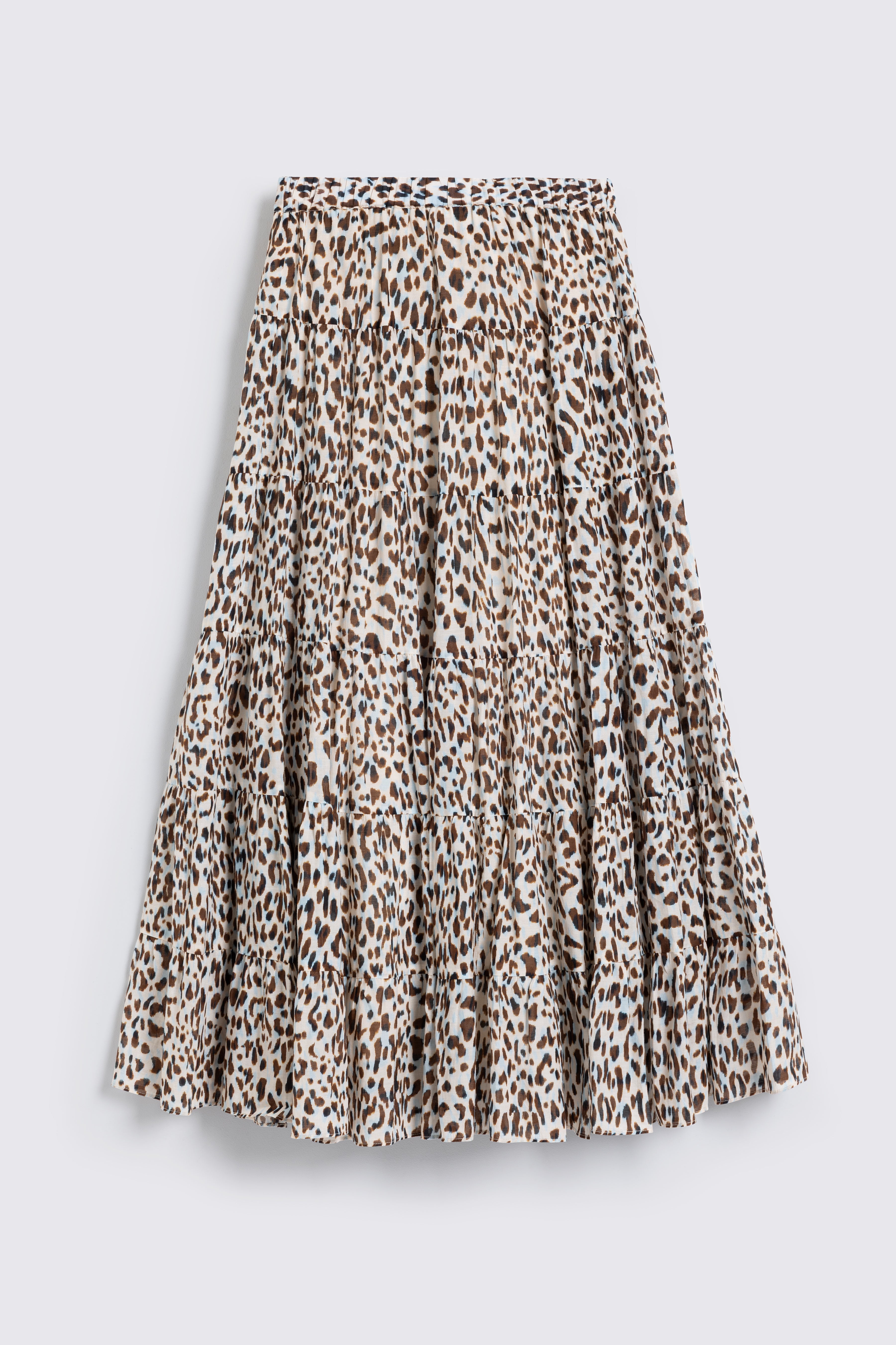 Tia Tiered Cotton Maxi Skirt - Leopard