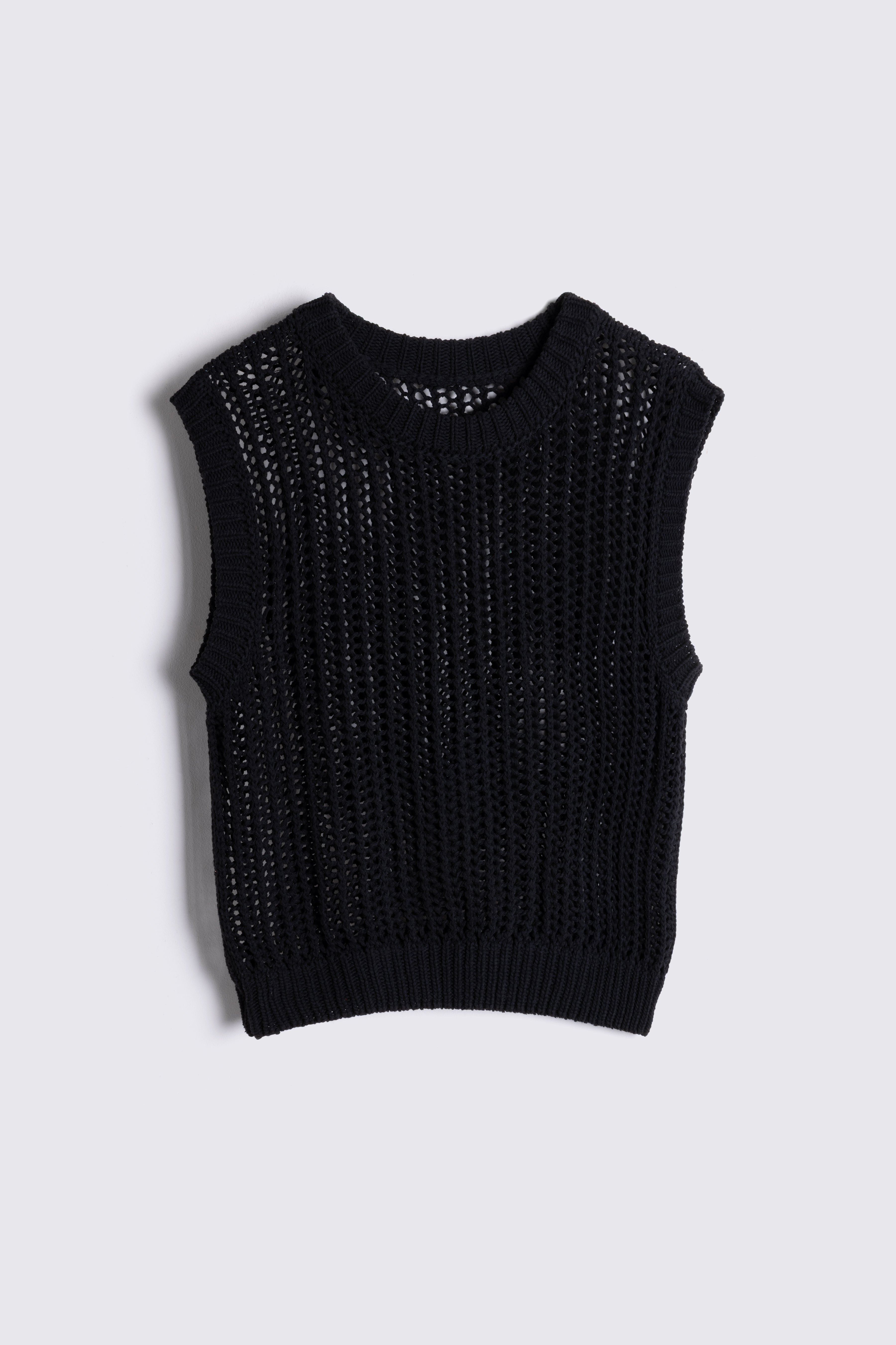 Ottilie Open Stitch Tank - Black - Eleven Loves