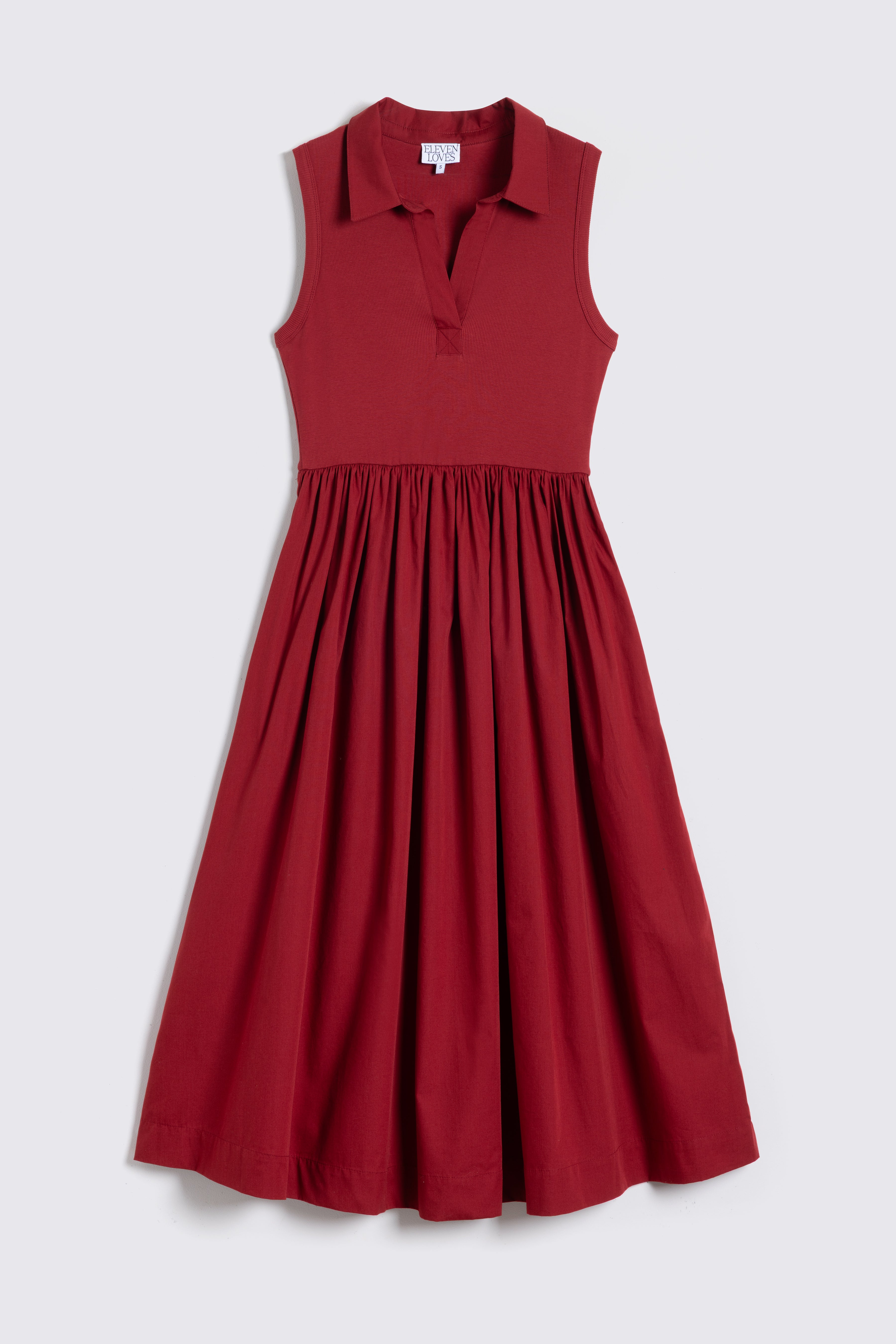 Birdie Poplin Jersey Dress - Burgundy - Eleven Loves