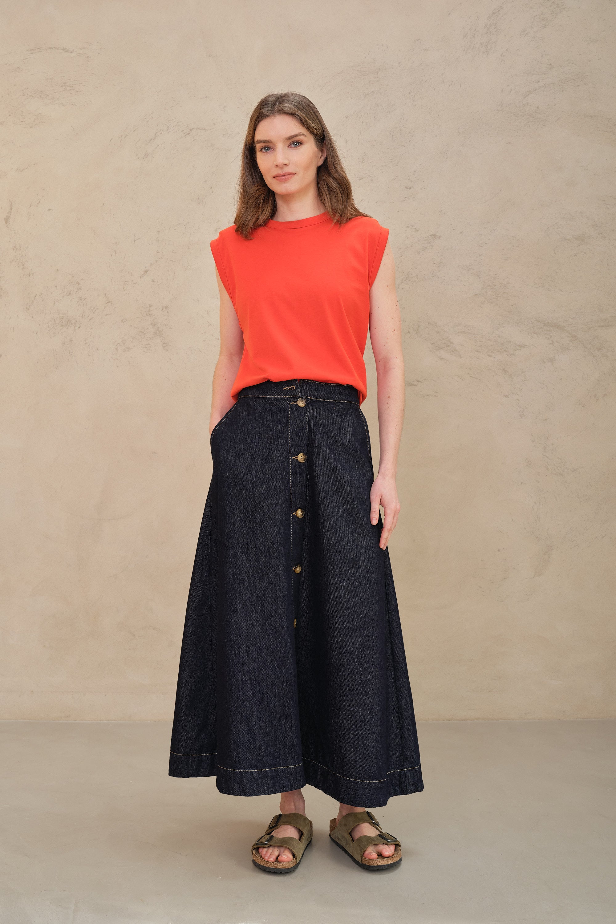 Skylar Shoulder Pad T-Shirt - Sunset