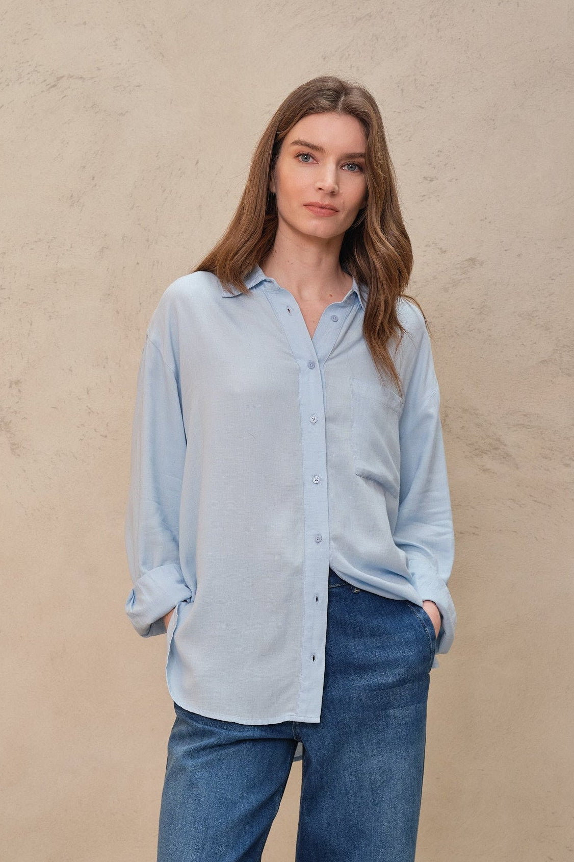 The Perfect Viscose Linen Shirt - Powder Blue