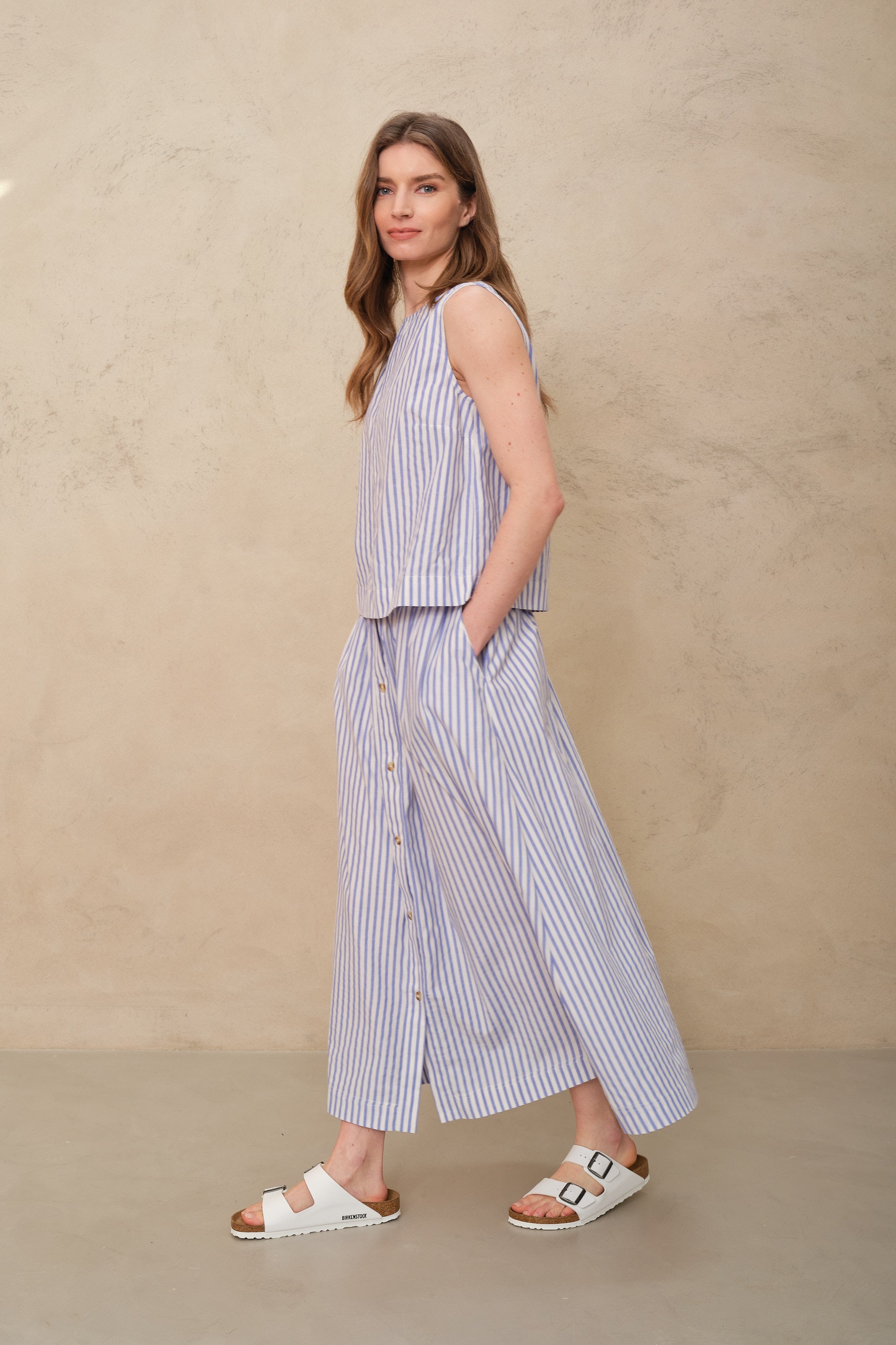 Bali Shell Top - Blue Stripe