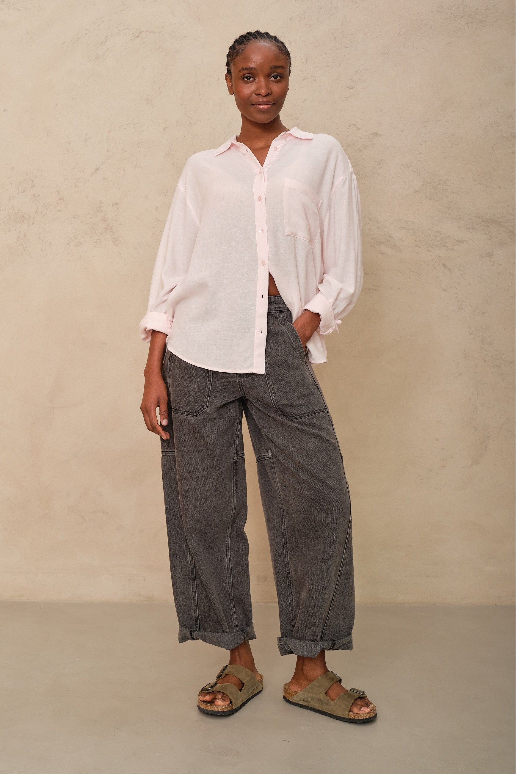 Billie Barrel Leg Jeans - Washed Black