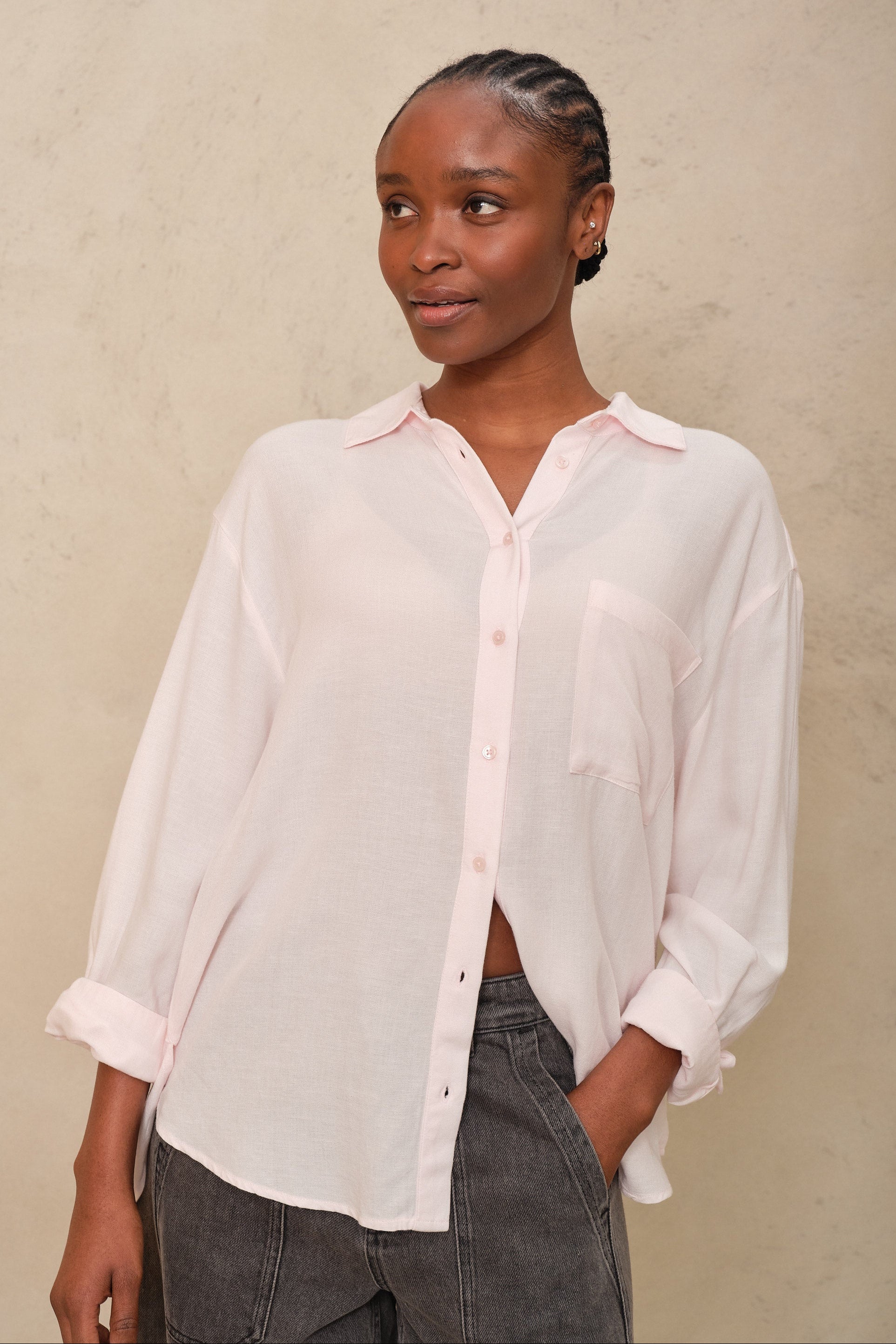 The Perfect Viscose Linen Shirt - Blush Pink