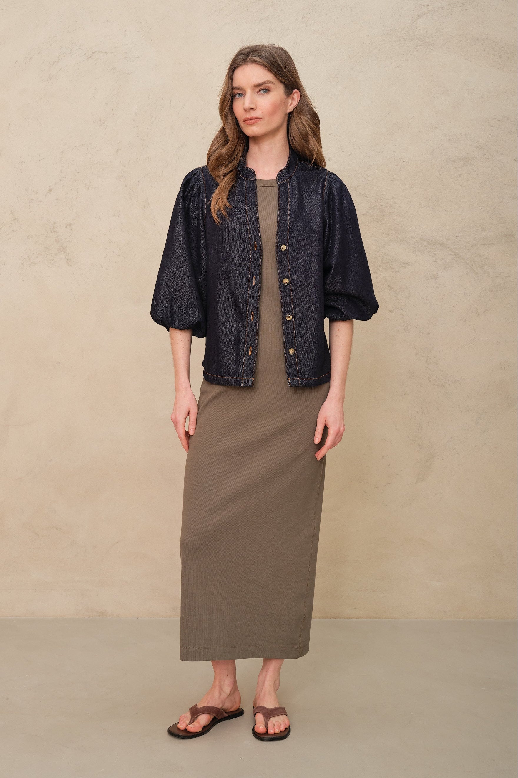 Odette Denim Blouse - Dark Wash