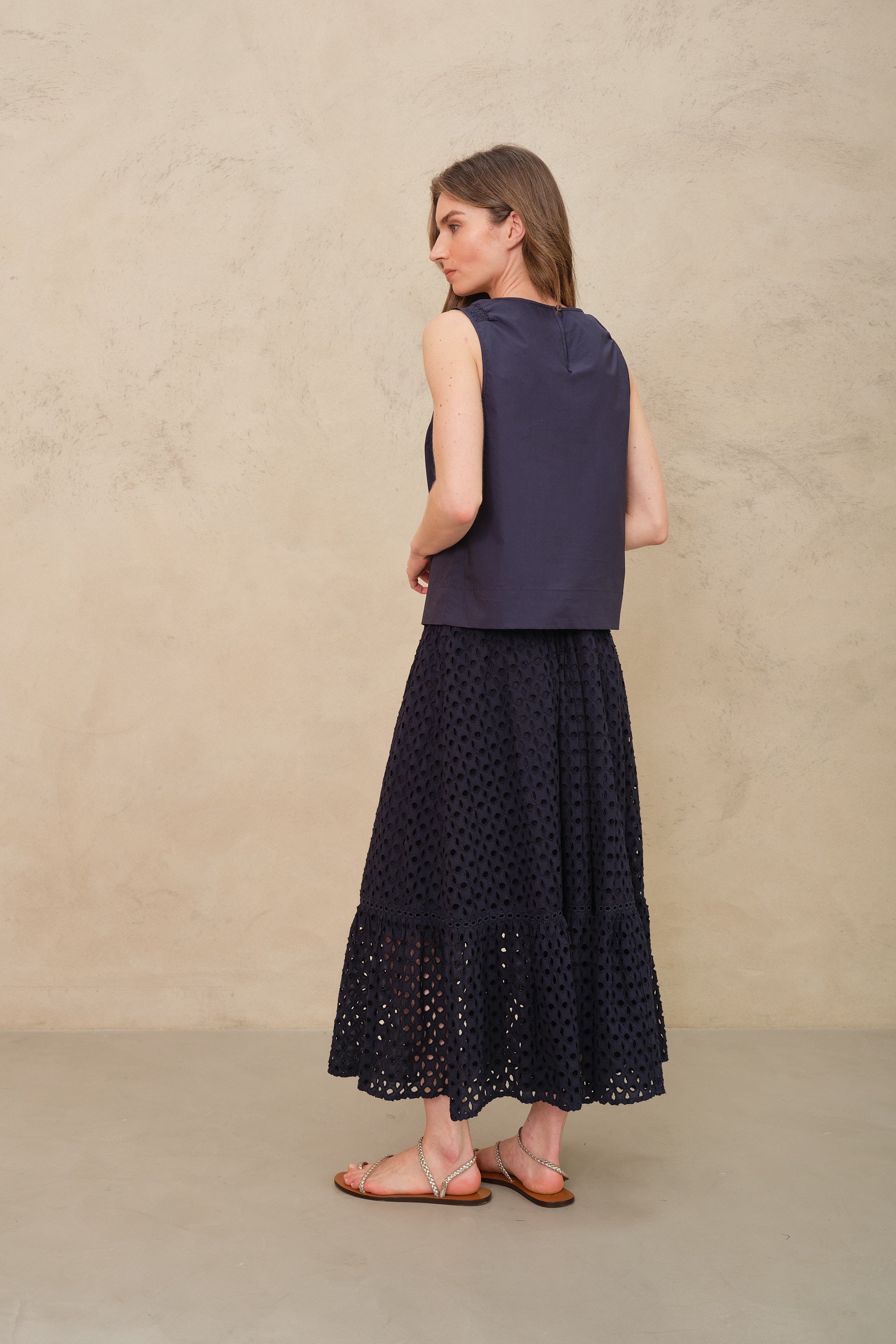 Beth Broderie Skirt - Navy