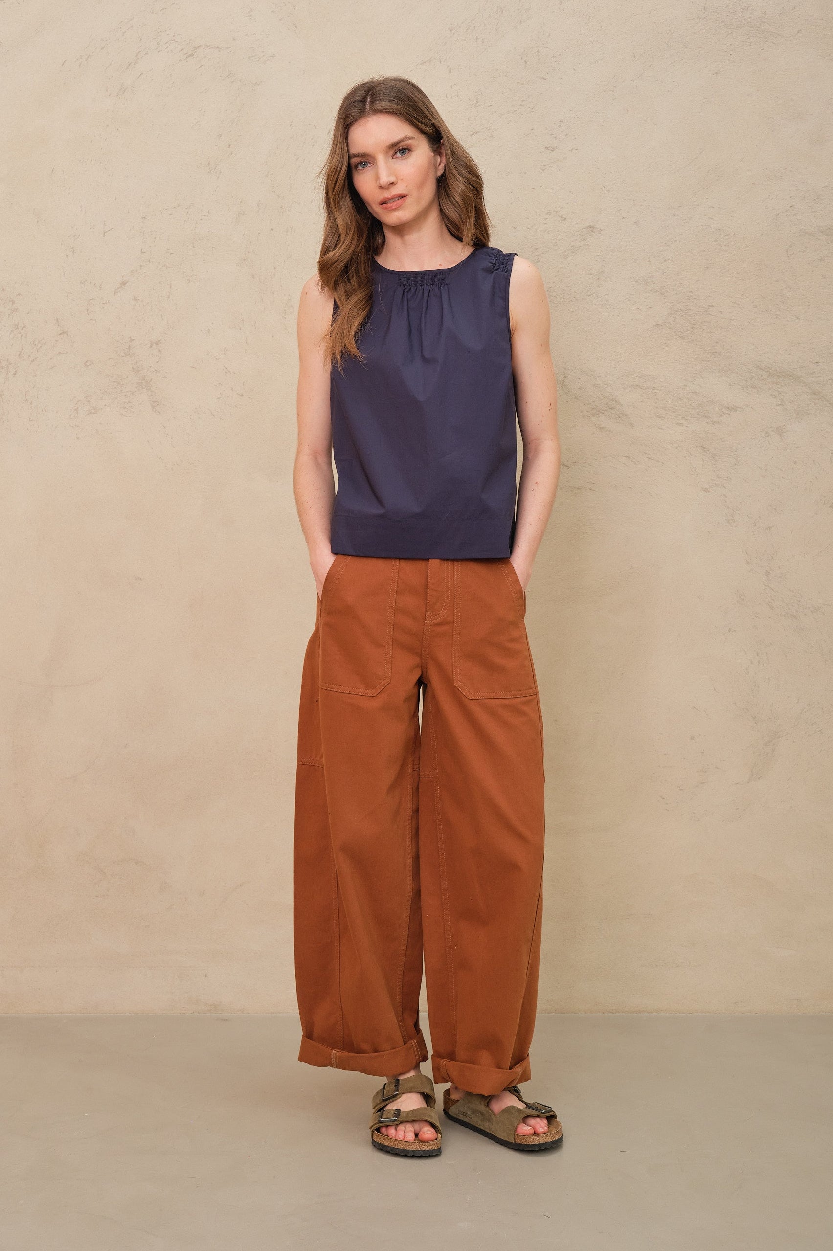 Billie Barrel Leg Trousers - Camel