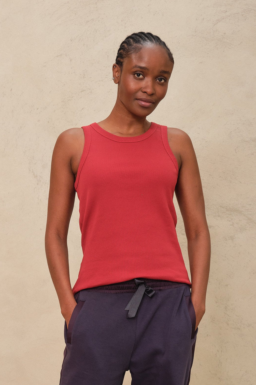 Maya Rib Jersey Vest - Burgundy