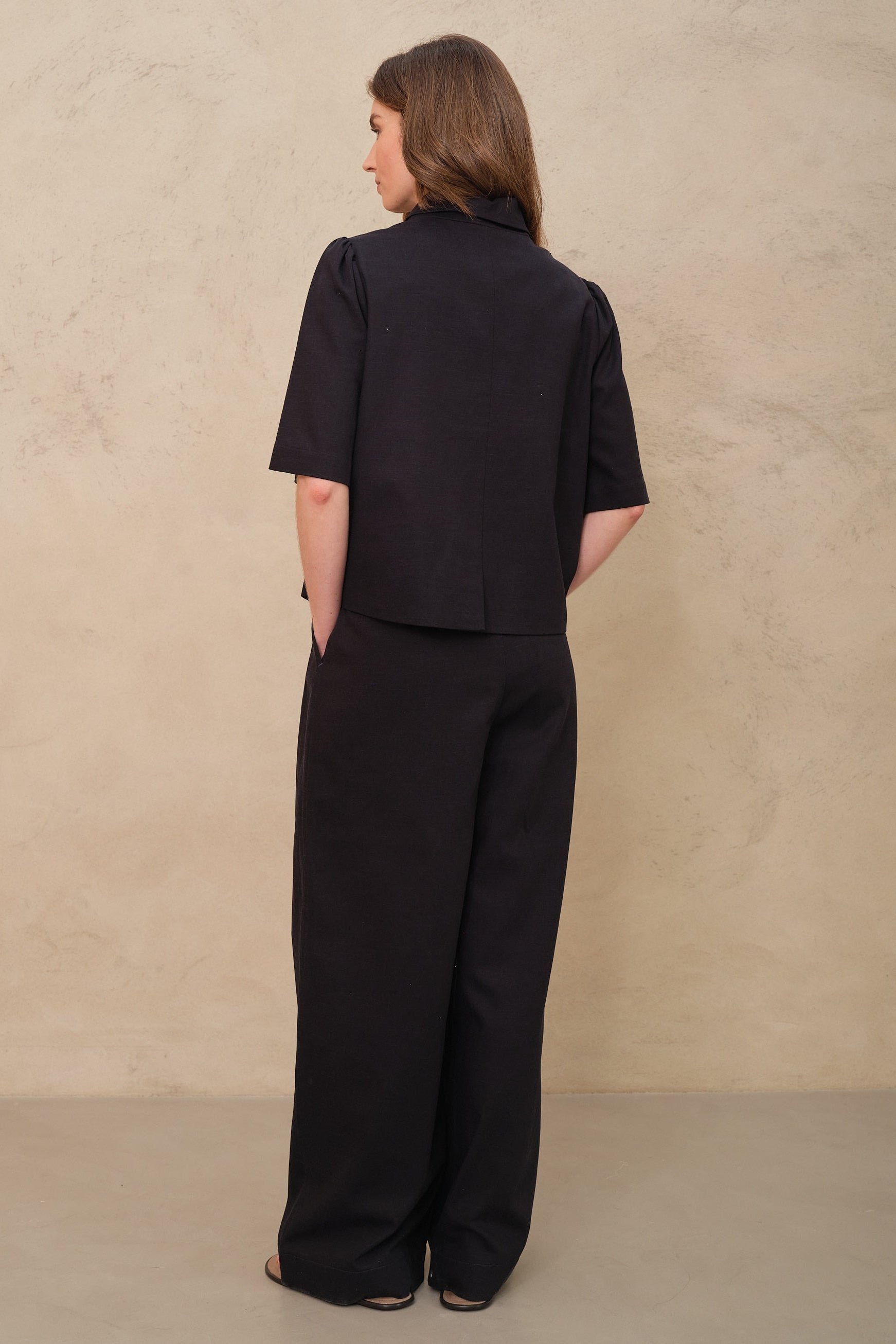 Aida Wide Leg Trousers - Navy