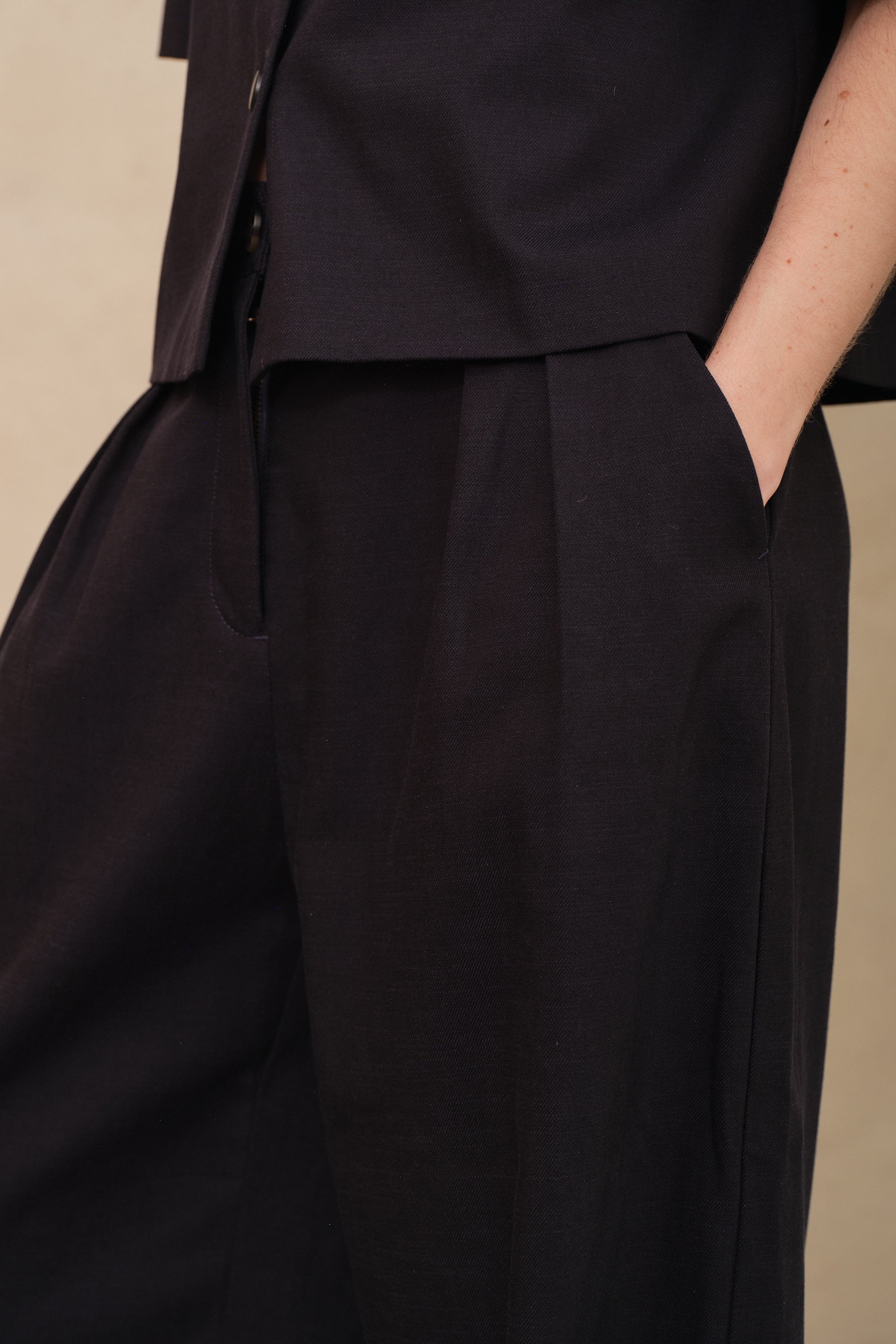 Aida Wide Leg Trousers - Navy