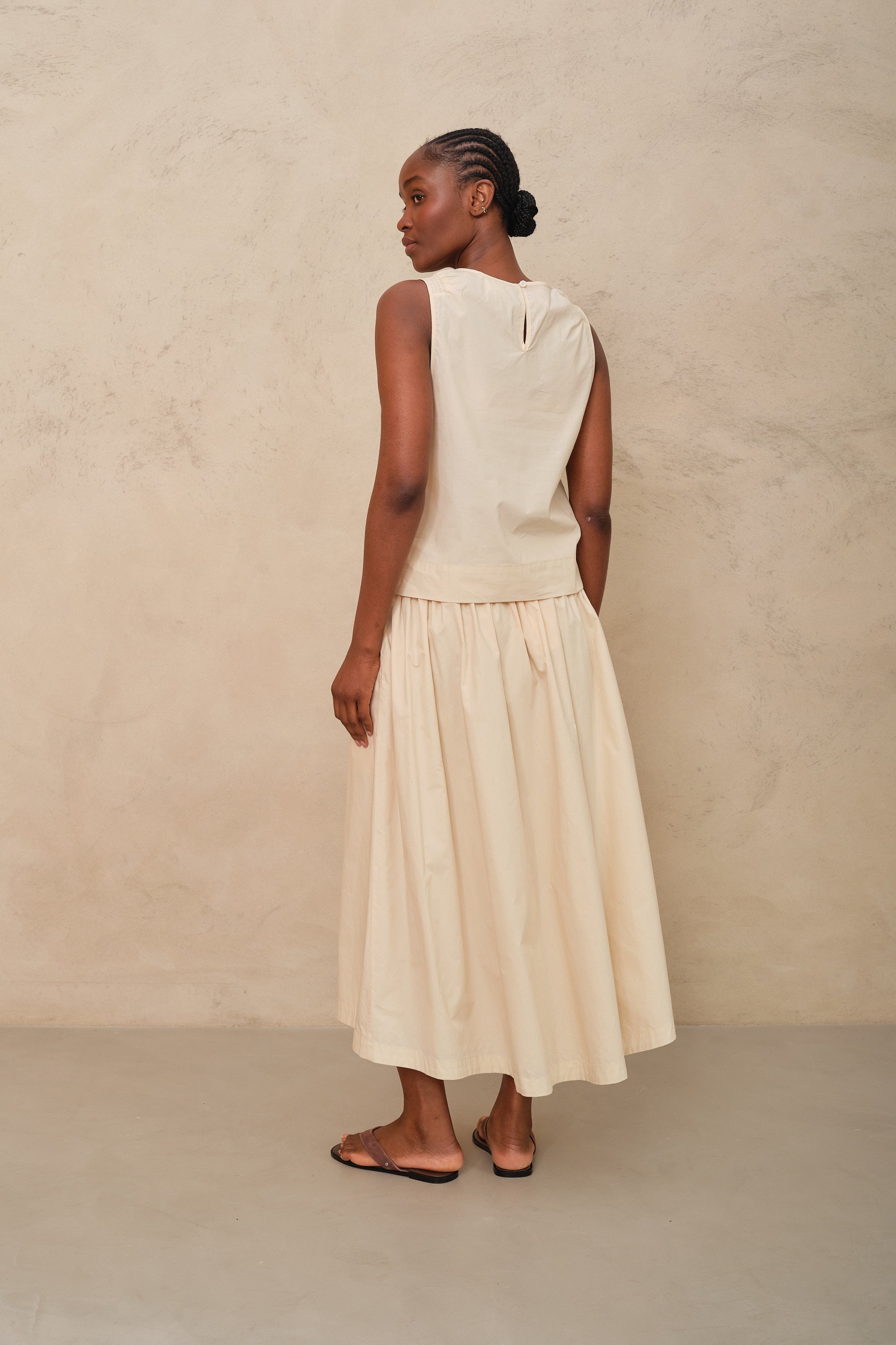 Drew Dip Hem Skirt - Ecru