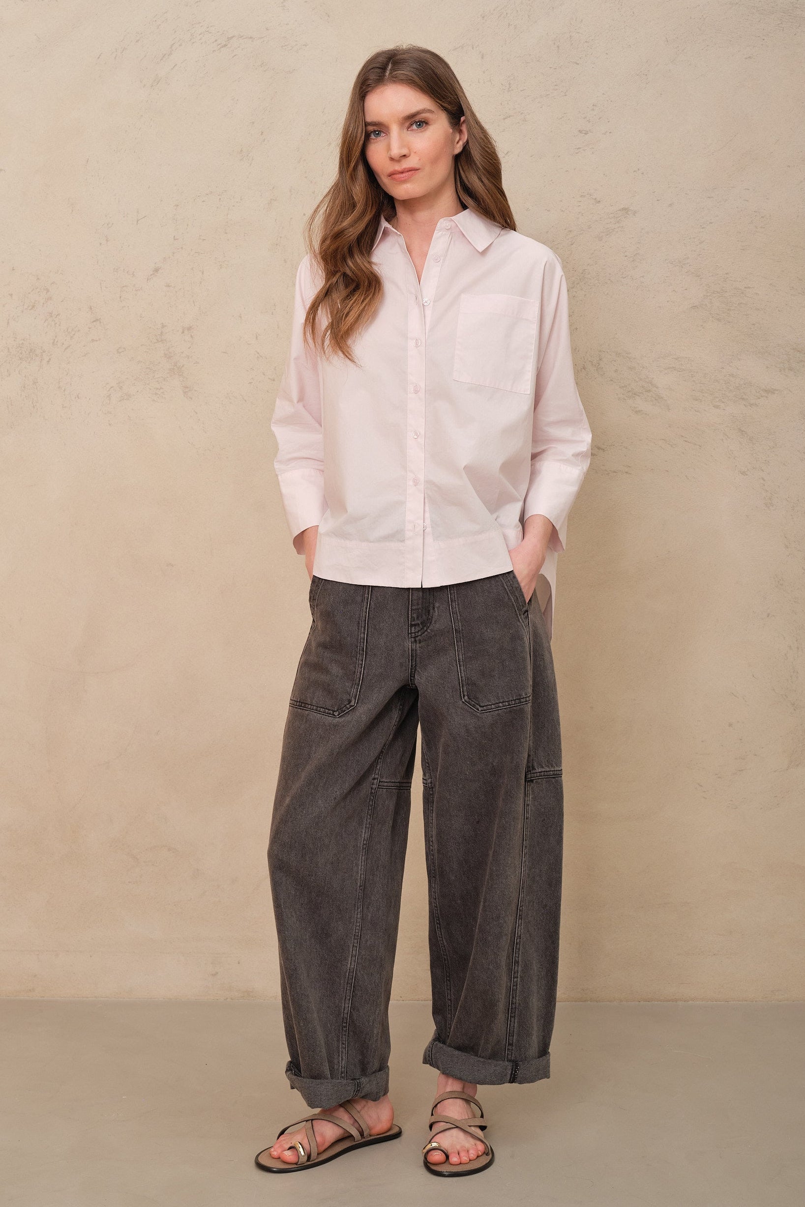Billie Barrel Leg Jeans - Washed Black