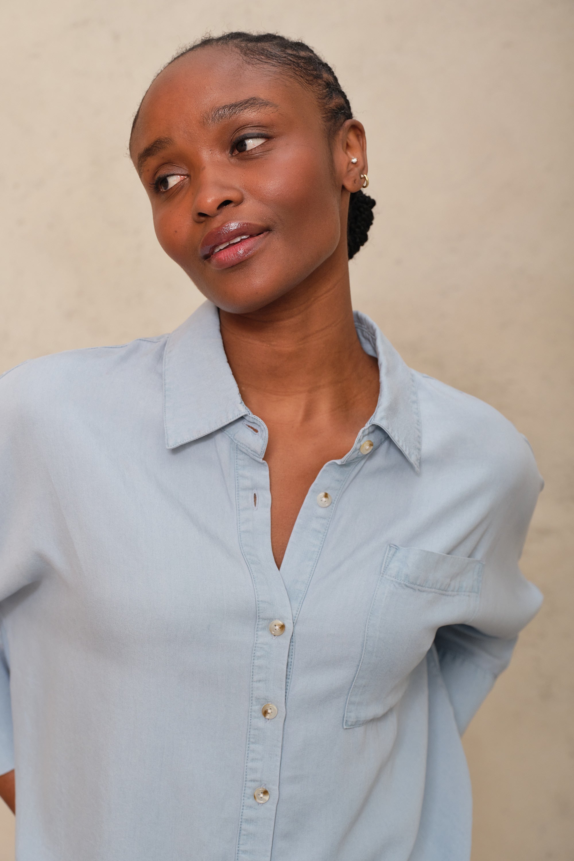 Olivia Oversized Shirt - Blue Chambray