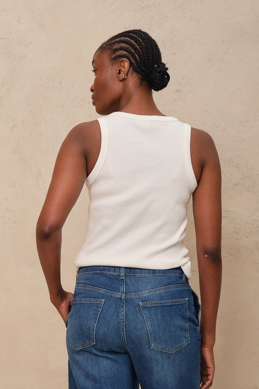 Mabel Button Down Vest - Ivory