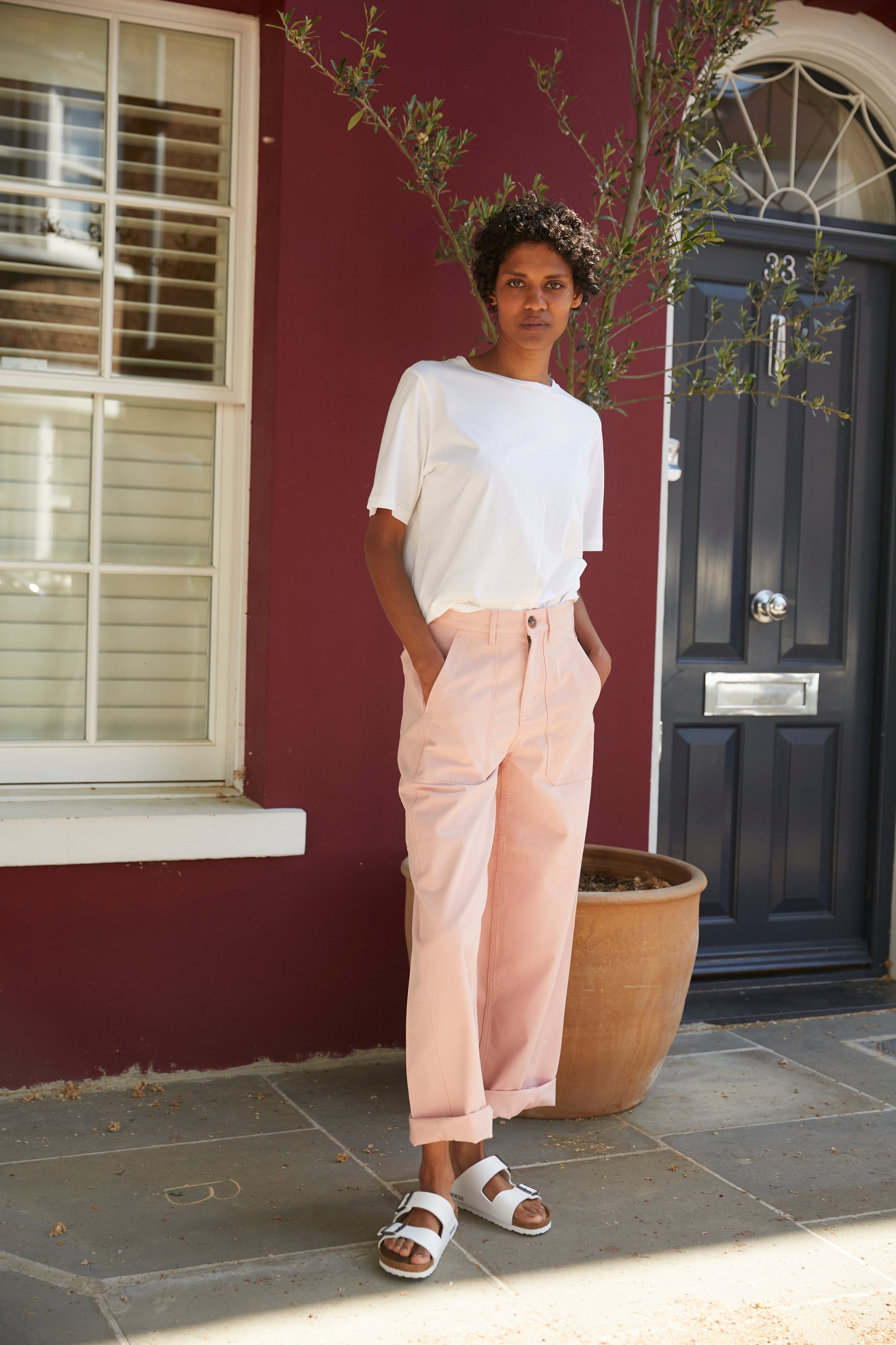 Billie Barrel Leg Trousers - Dusty Pink