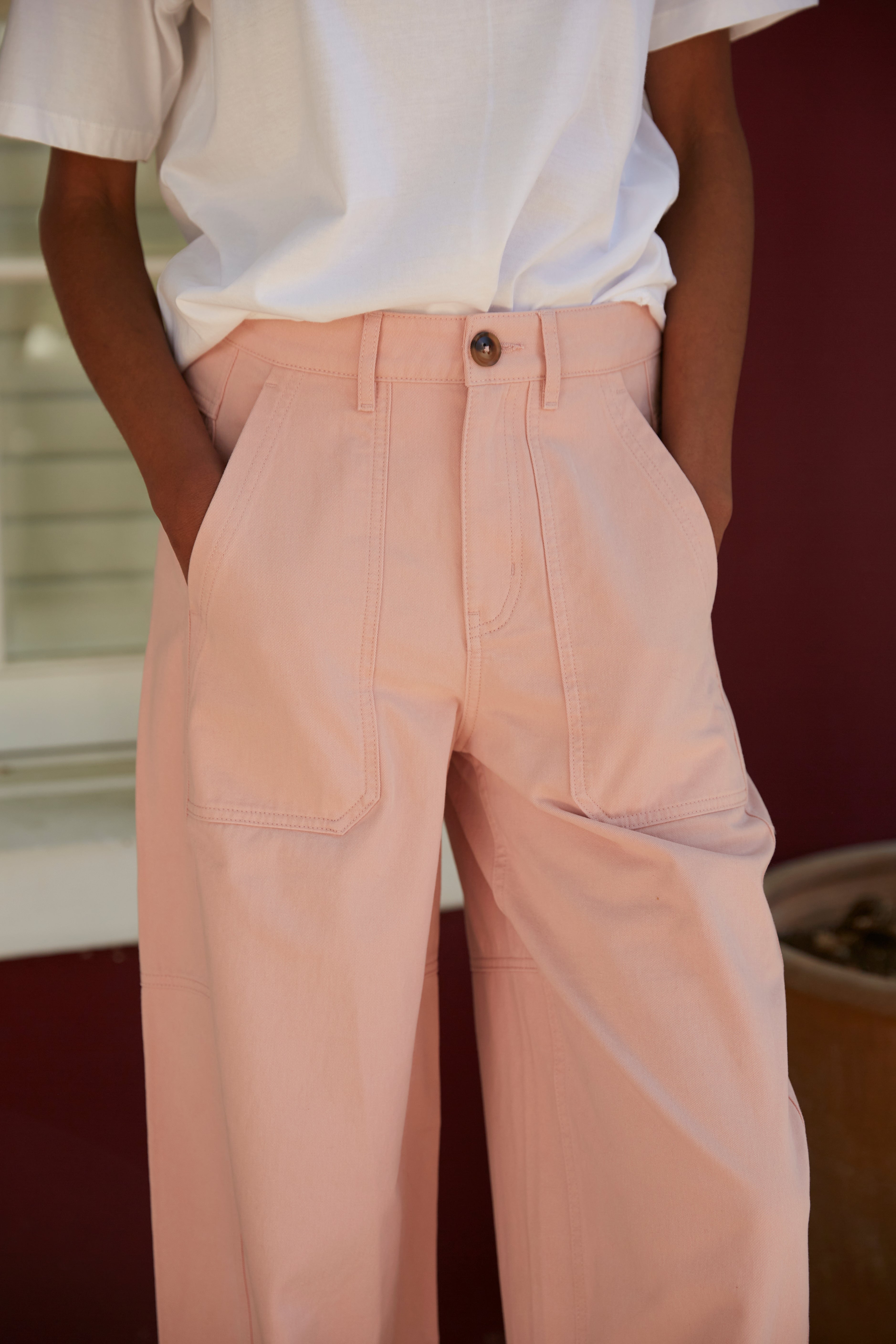 Billie Barrel Leg Trousers - Dusty Pink