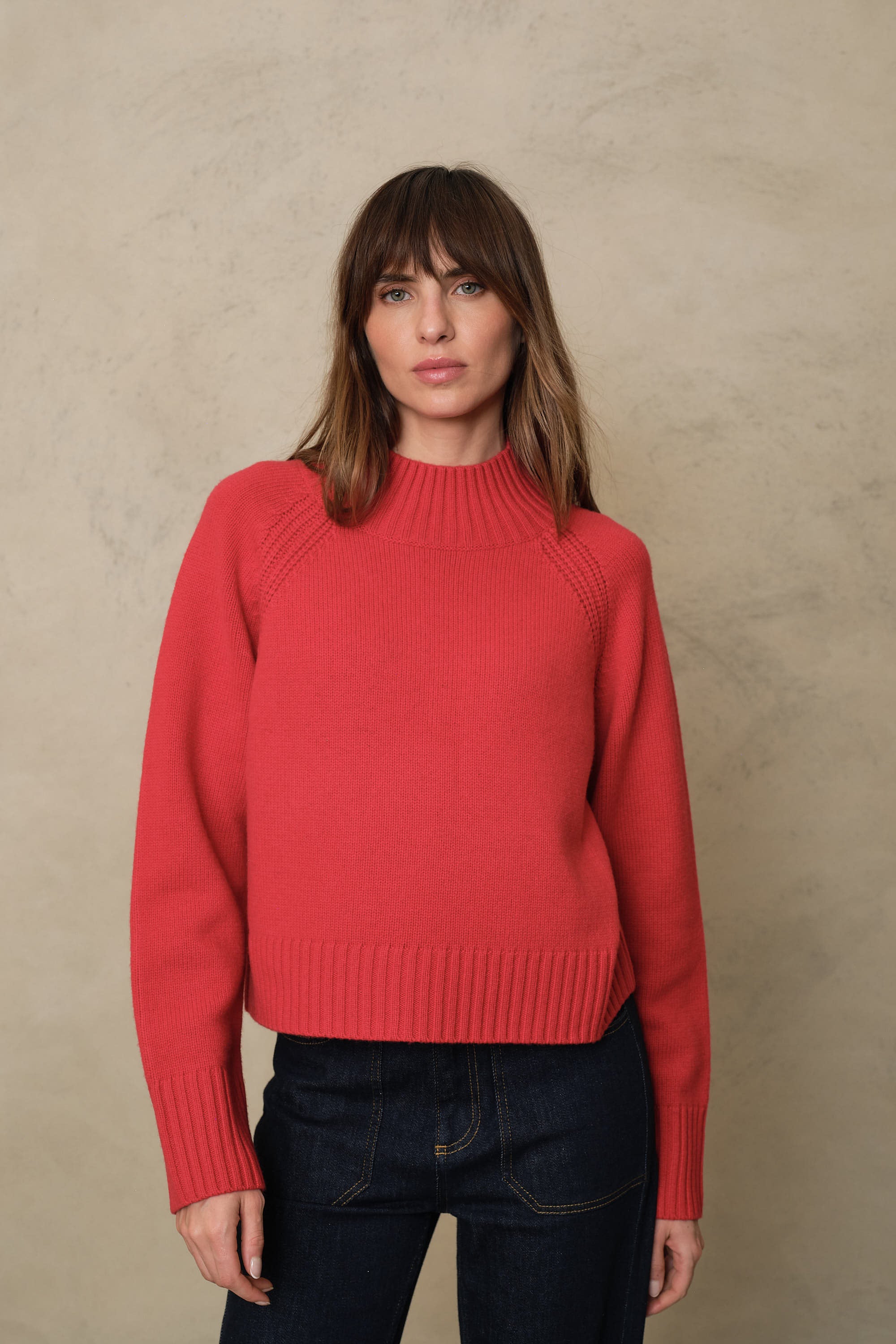 Blythe funnel neck cropped jumper in red