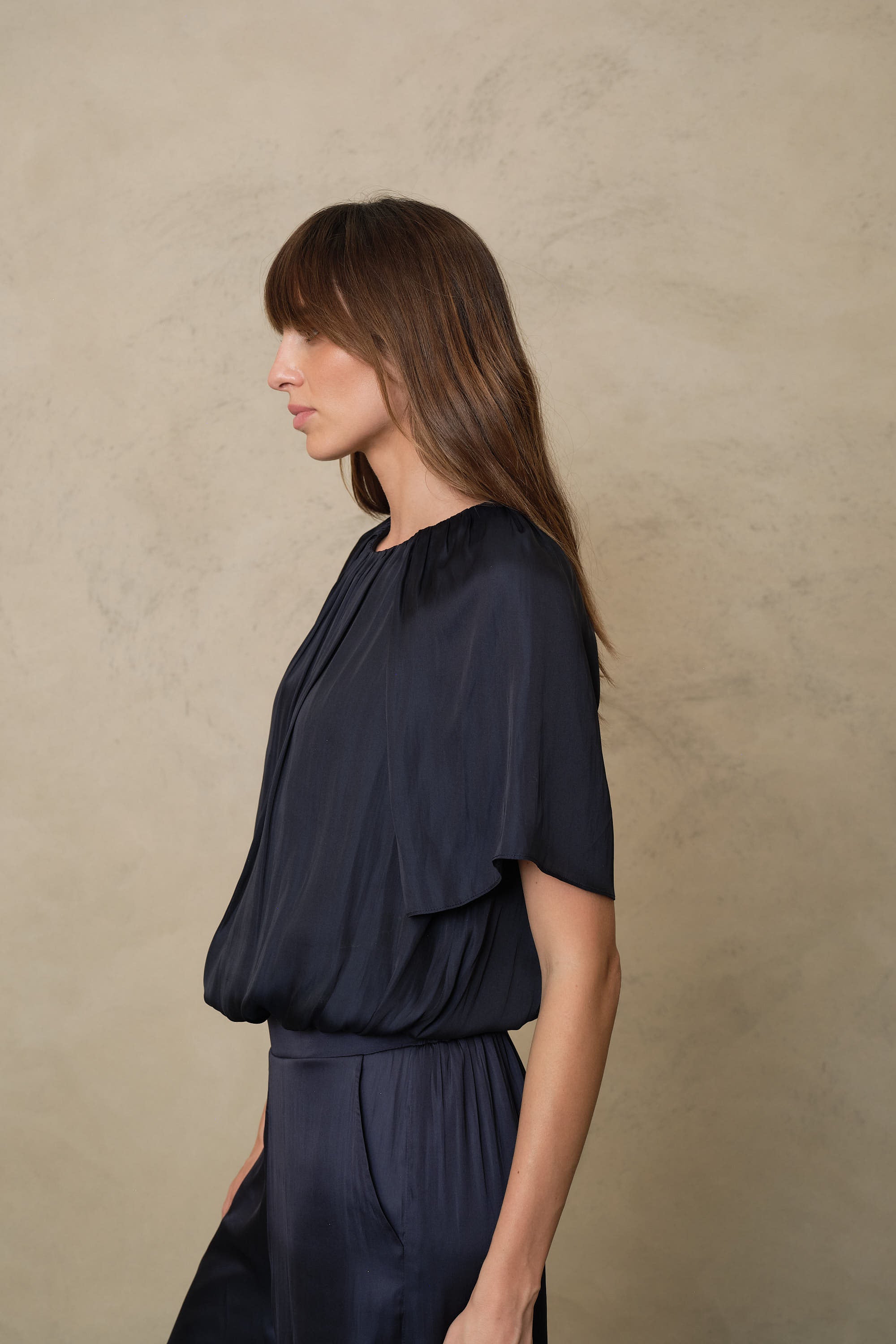 Sylvie Draped Blouse - Navy
