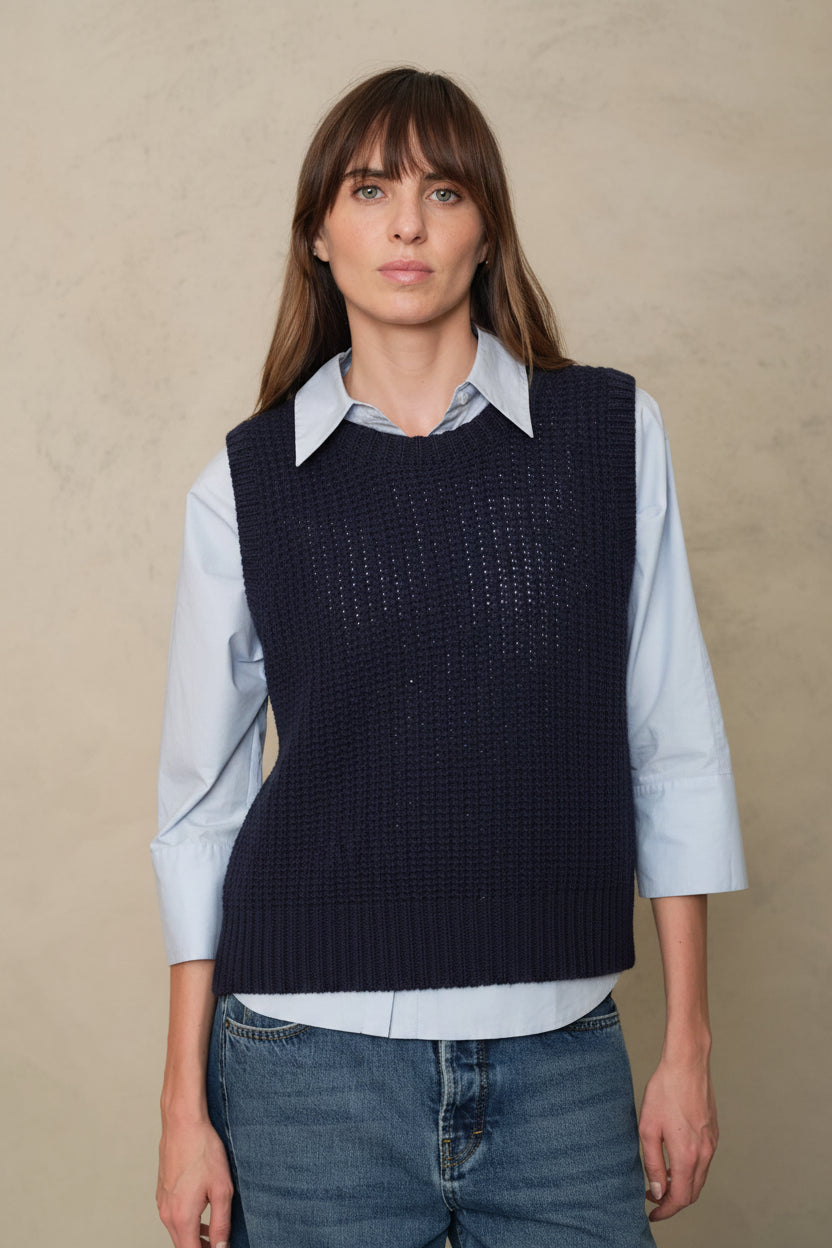 Rebecca Ribbed Tank Top - Navy