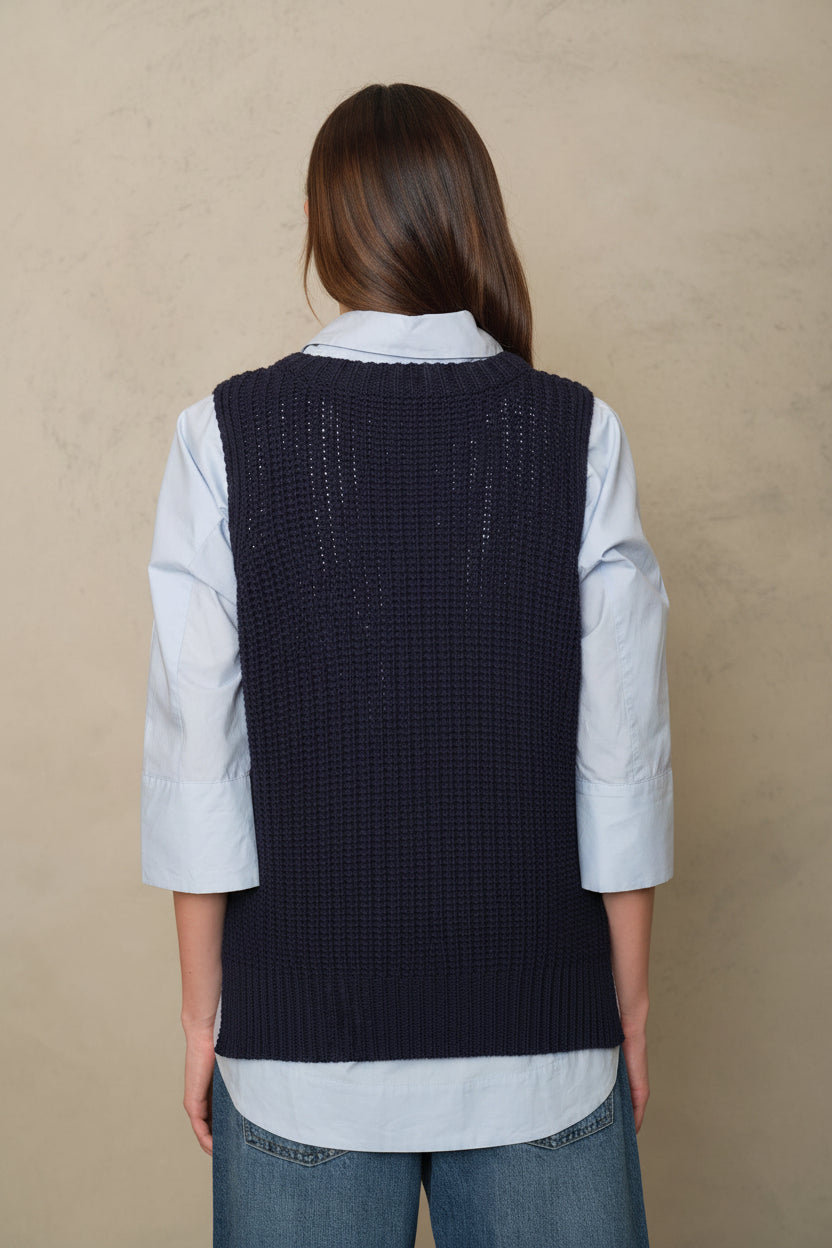 Rebecca Ribbed Tank Top - Navy