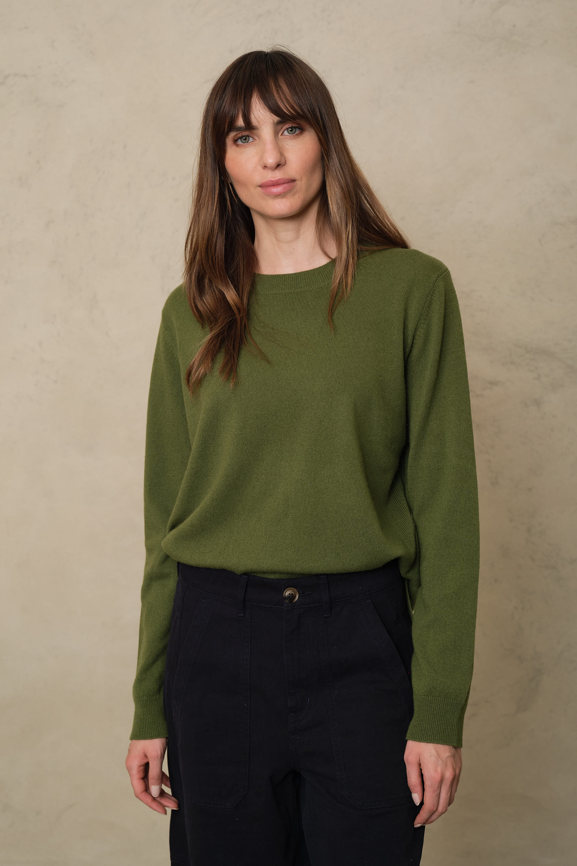 Alex Cashmere Blend Jumper - Light Olive