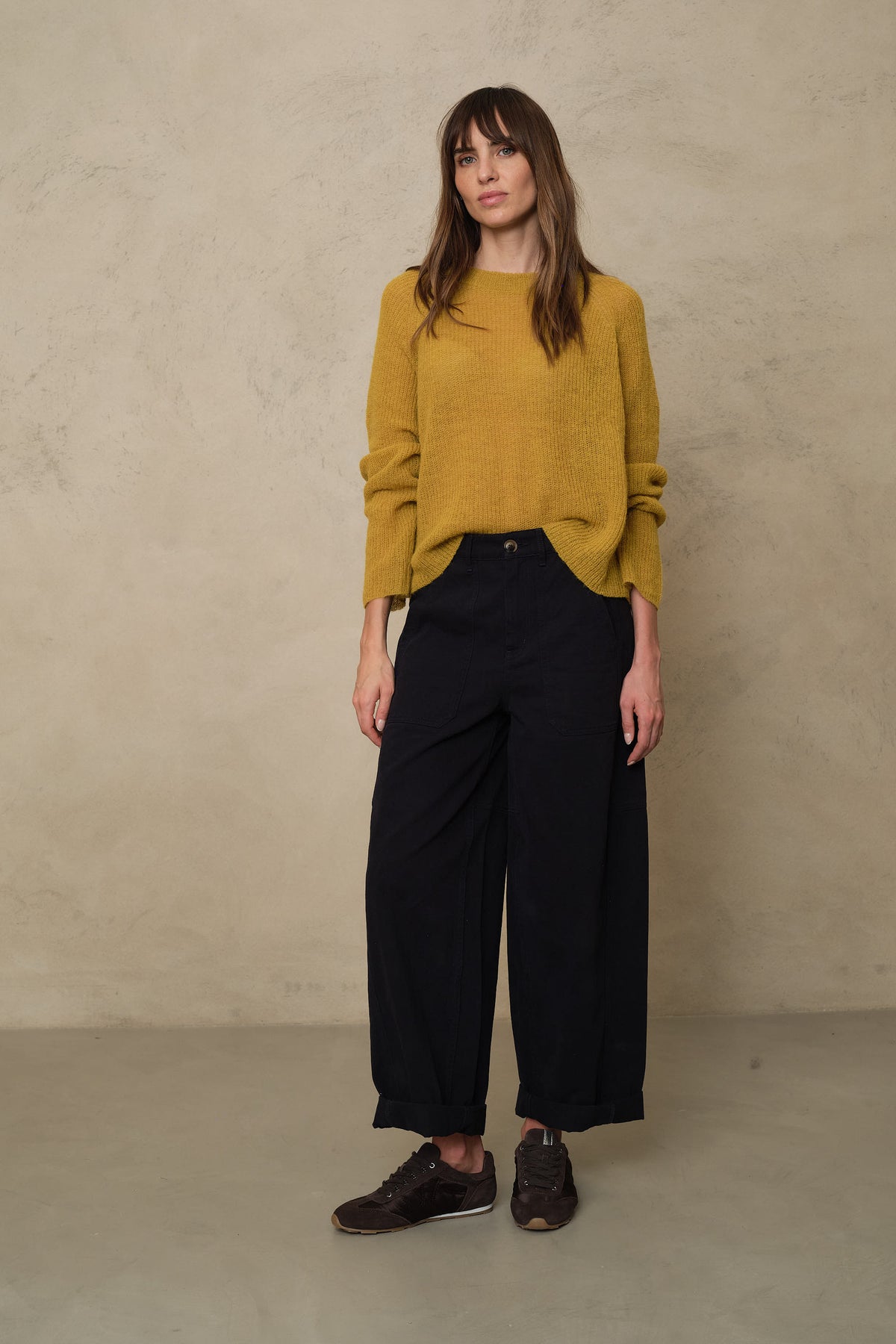 Felicity Loose Knit Striped Jumper - Mustard